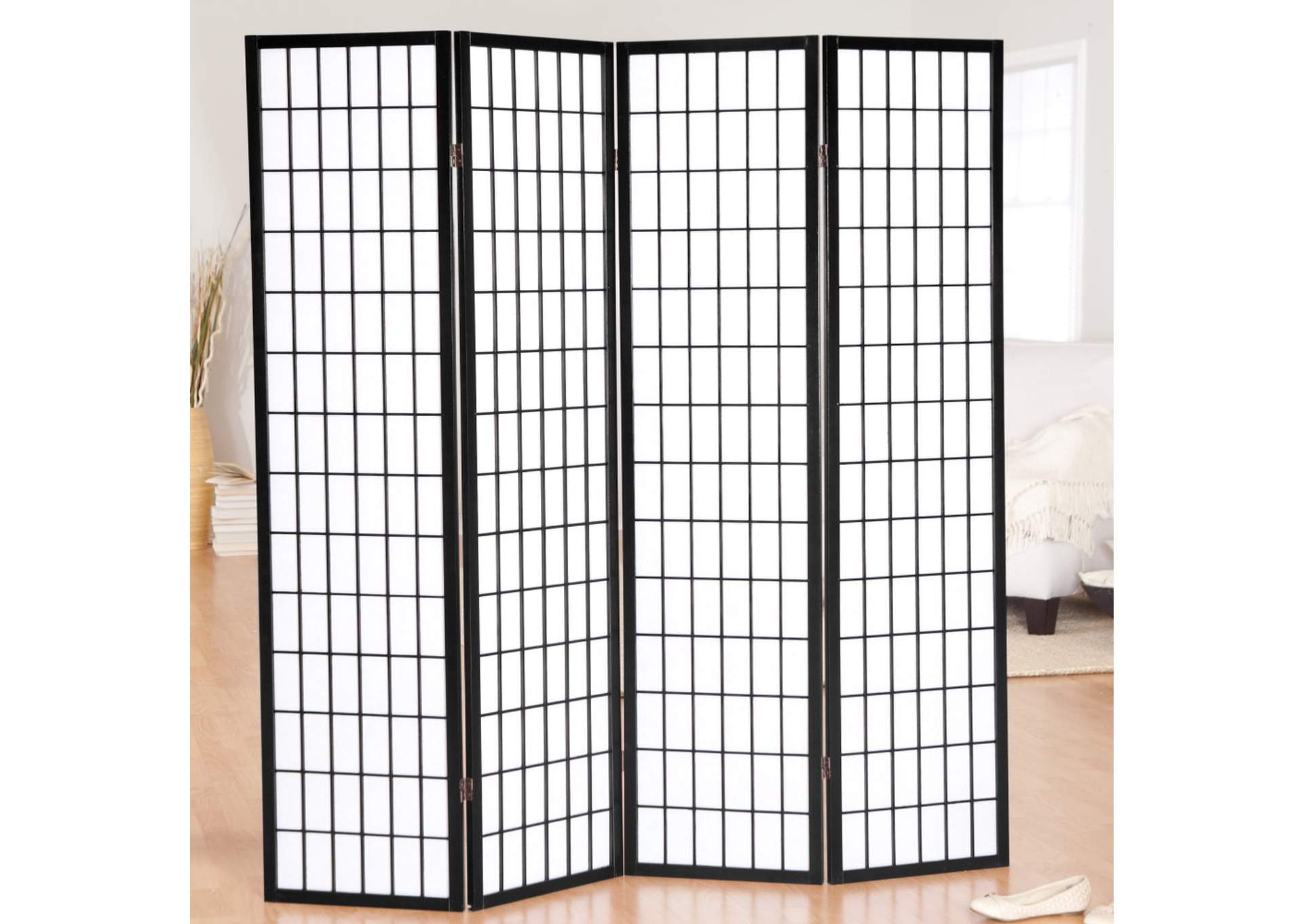 3420K - 4 4 Panel Room Divider Black image 1