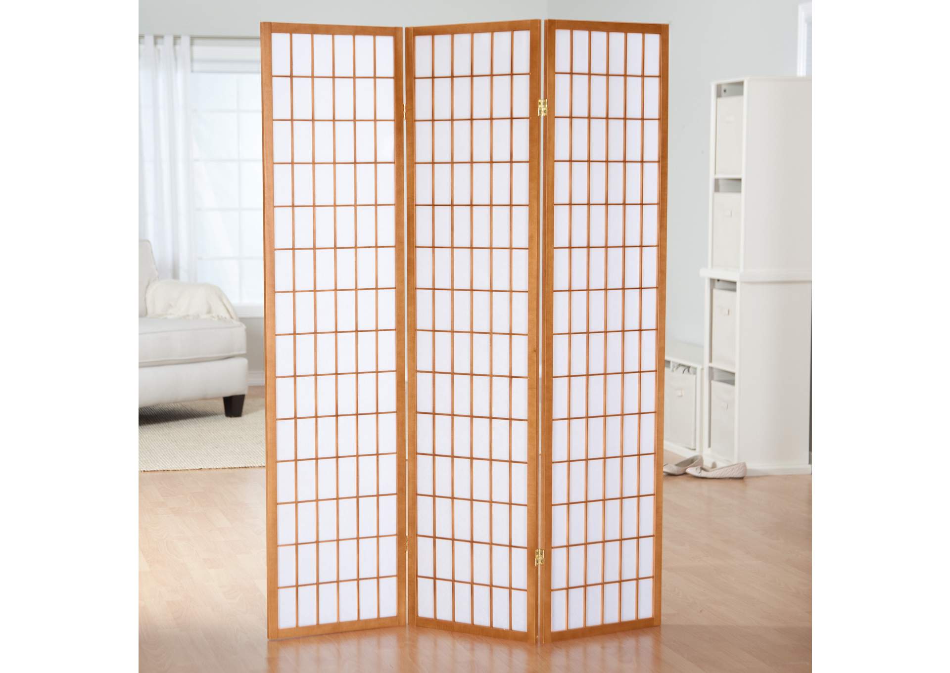 3420N 3 Panel Room Divider Natural image 1
