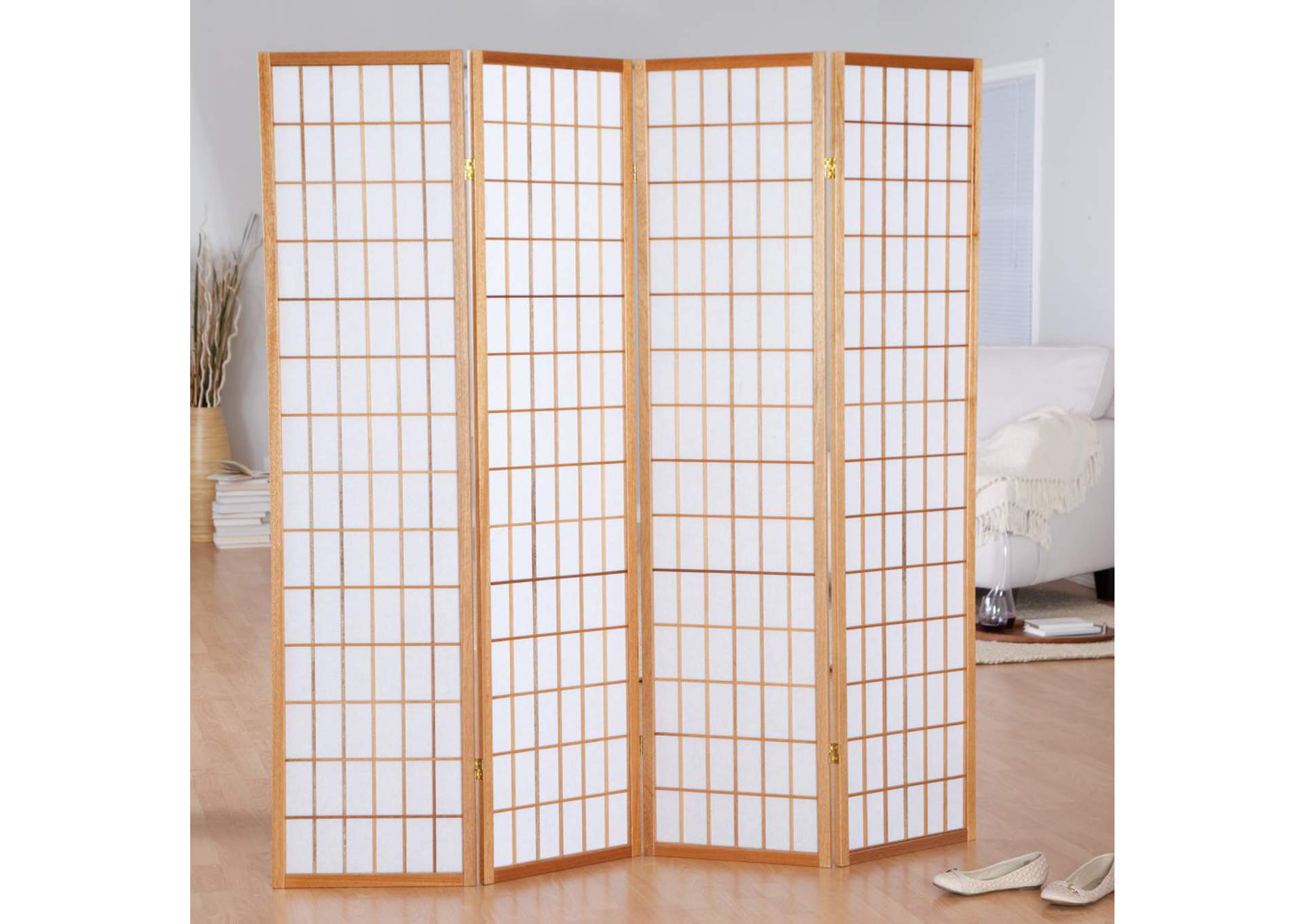 3420N - 4 4 Panel Room Divider Natural image 1
