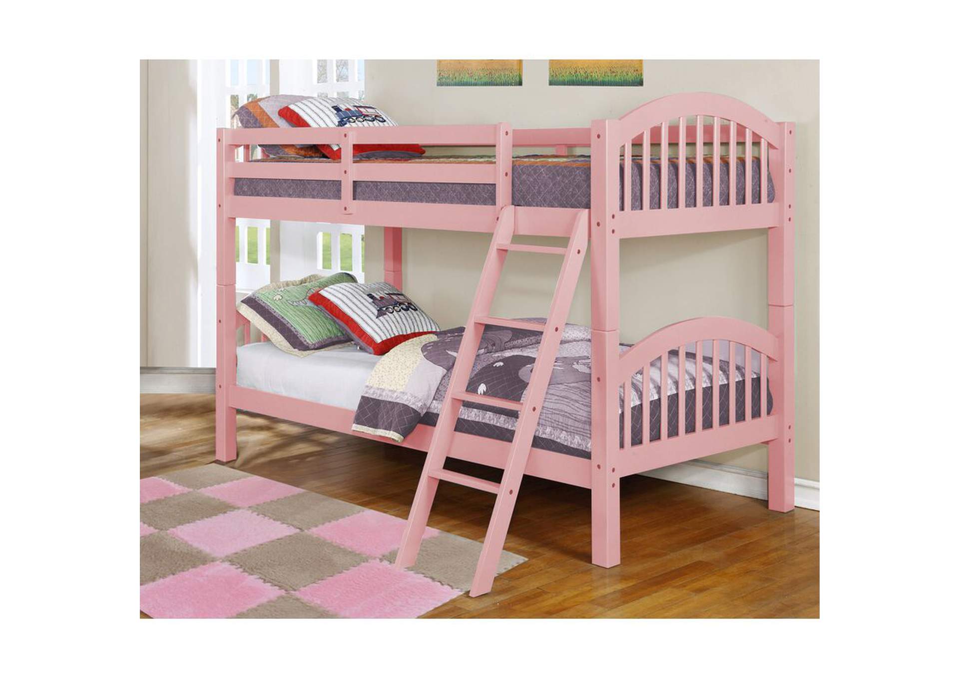 4472P Pink Twin - Twin Bunk Bed Box A image 1