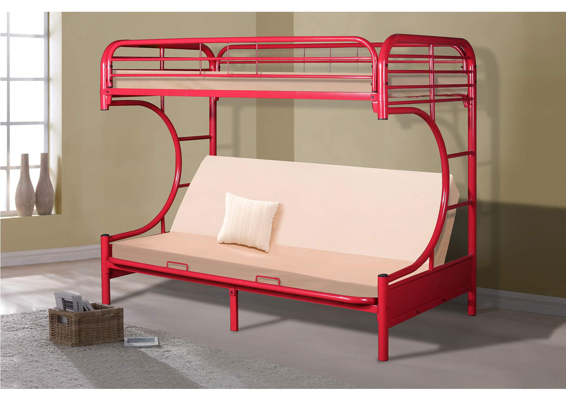 4480R C Shape Twin - Futon B - Bed Red image 1
