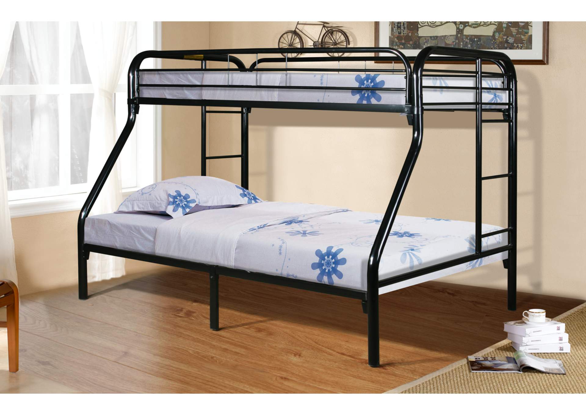 4482K 2" Twin - Full Bunk Bed Black image 1