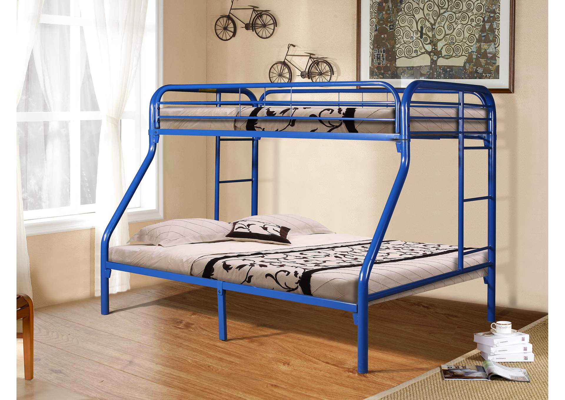 4482U 2" Twin - Full Bunk Bed Blue image 1