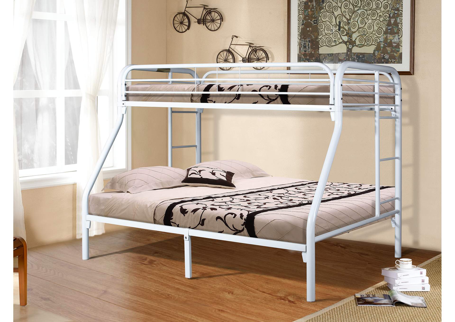 4482W 2" Twin - Full Bunk Bed White image 1