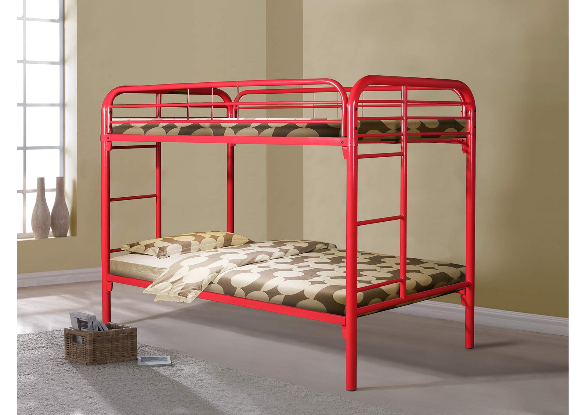 4484R Twin - Twin Bunk Bed Red image 1