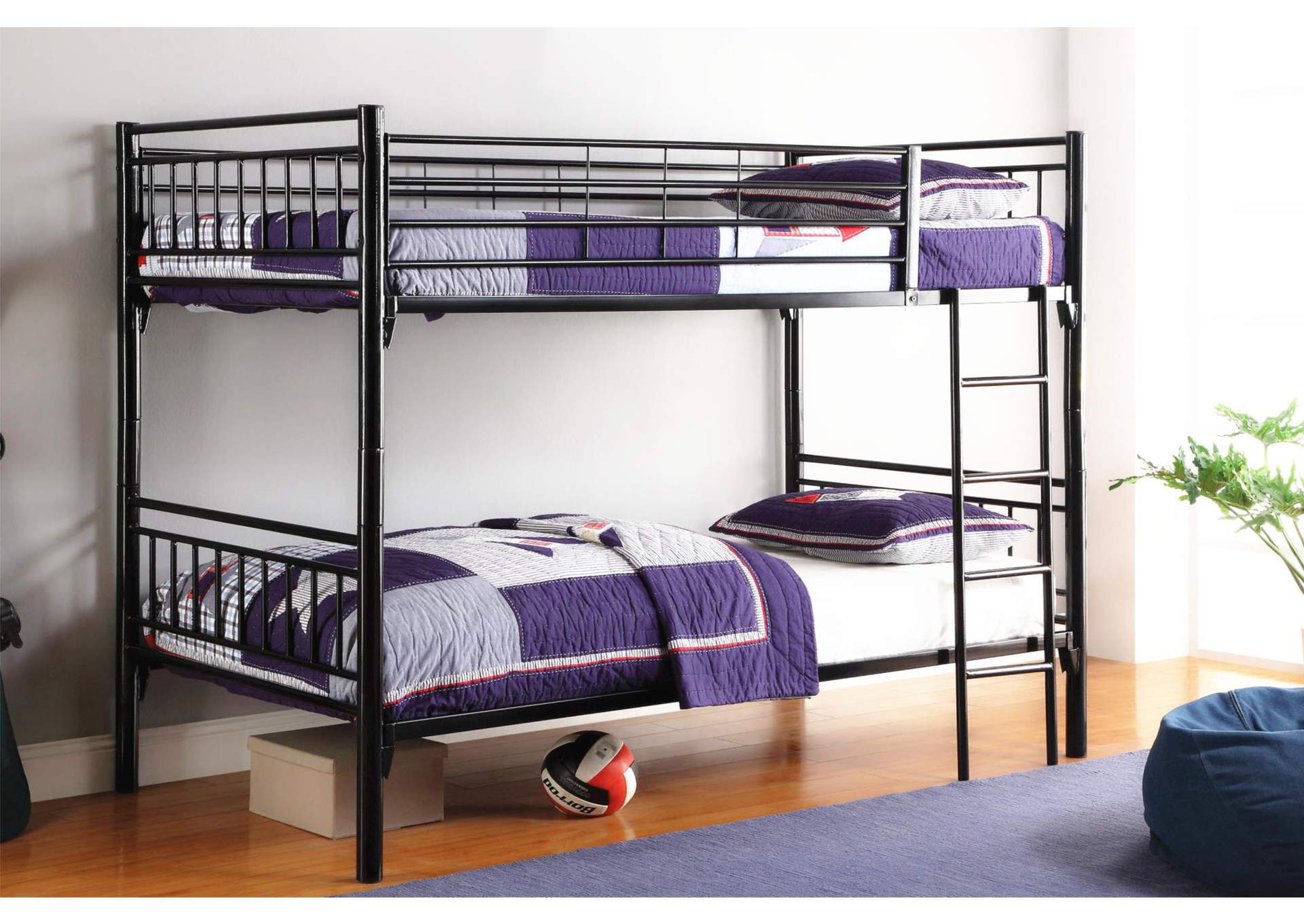4494K Twin - Twin Bunk Bed Black image 1