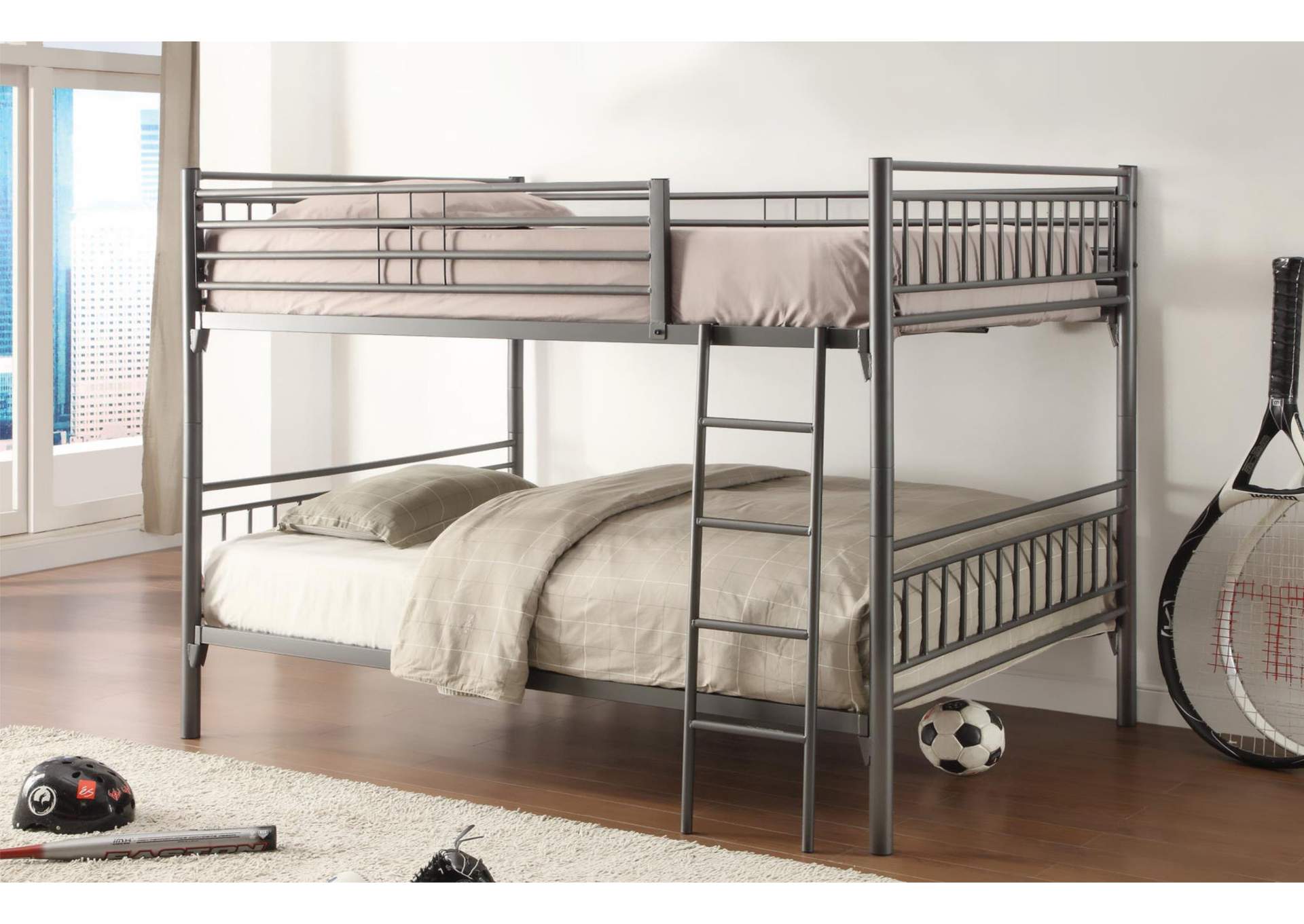 4496G Full - Full Bunk Bed Grey image 1