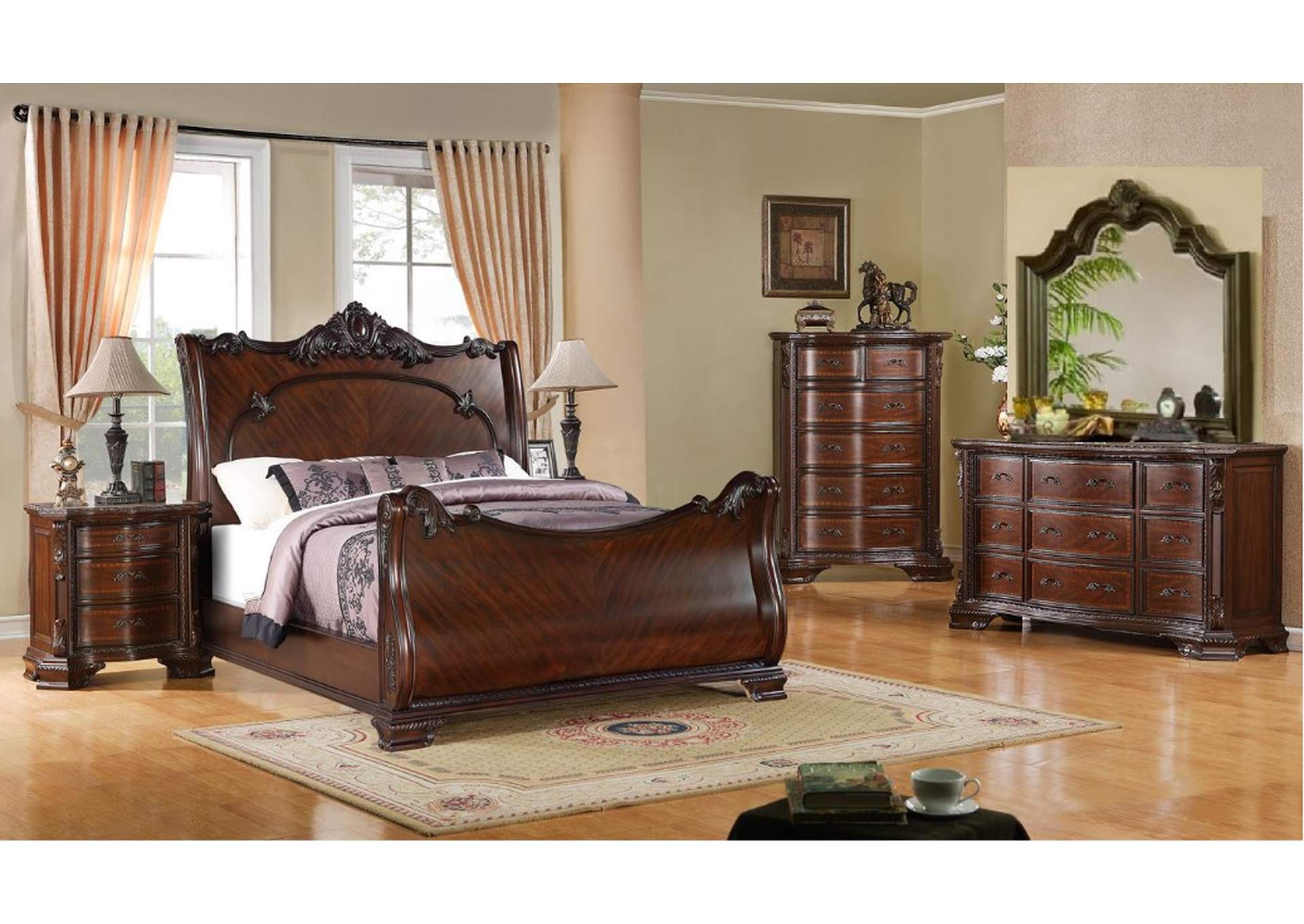 B031 Rich Cherry Queen Bed image 1