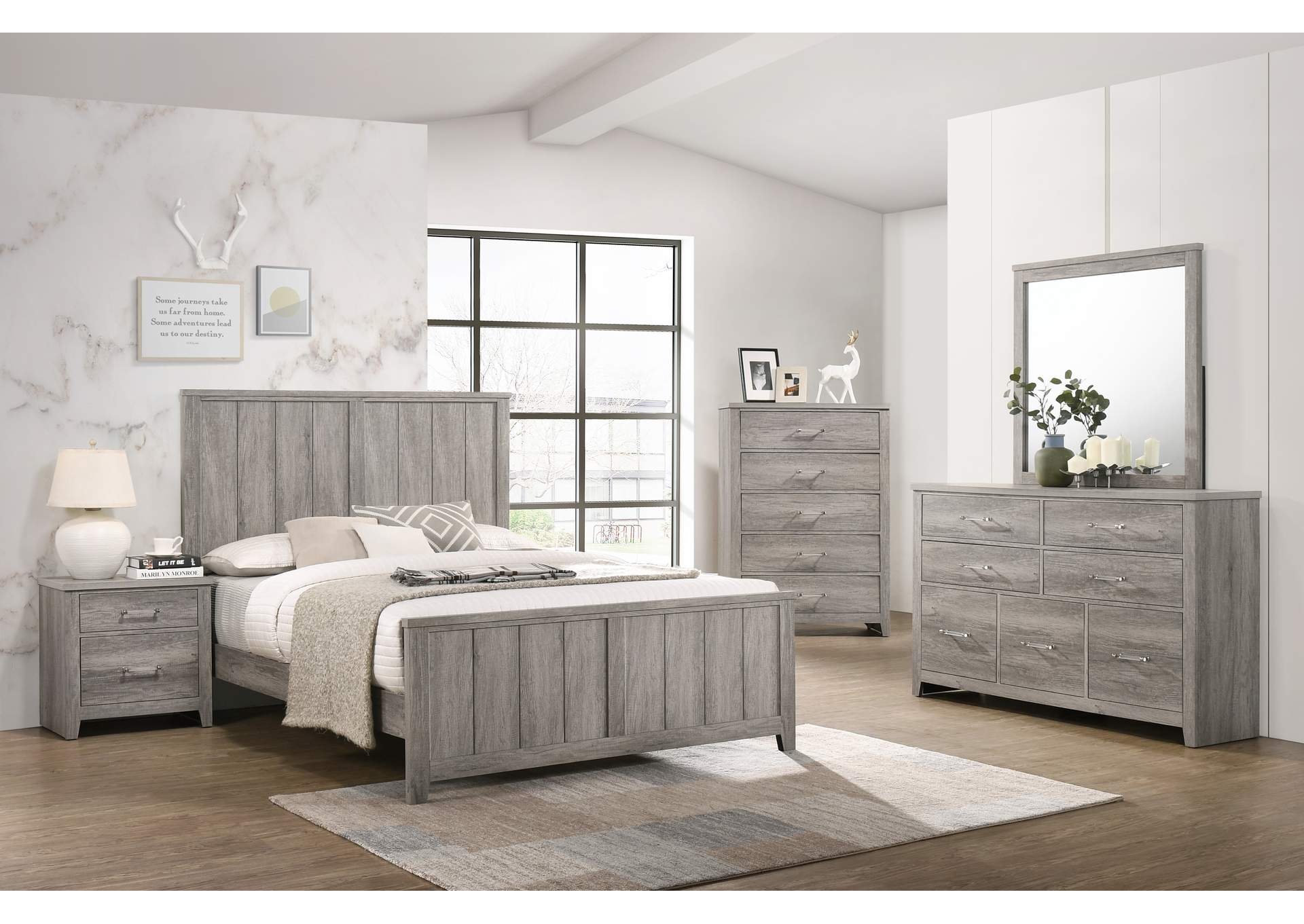 B518 4 Piece Grey Queen Bedroom Set Q - D - M - N image 1