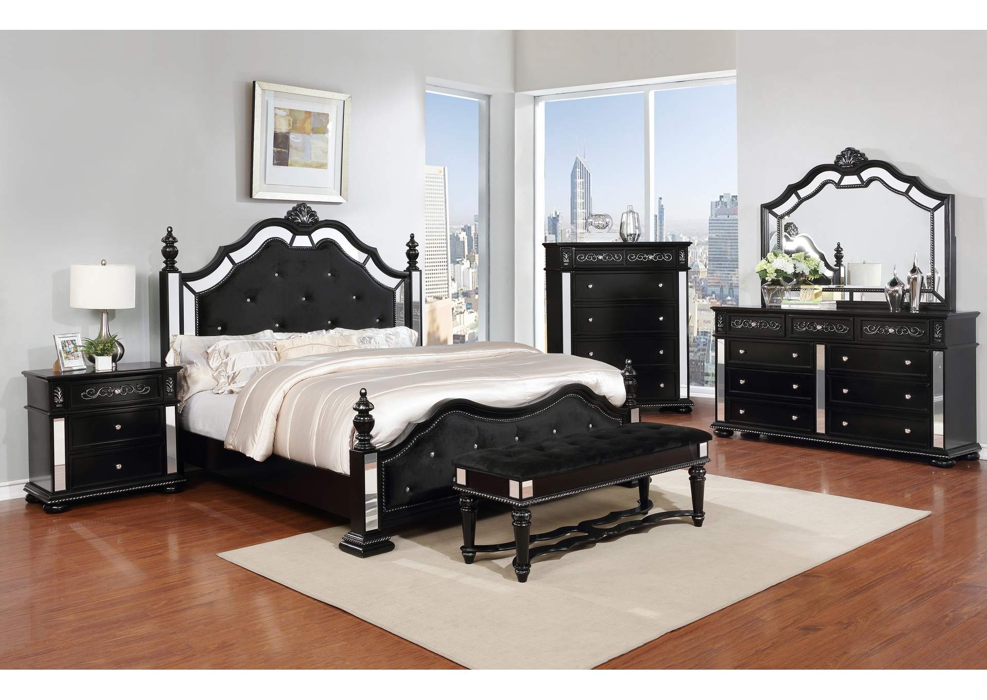 B880 7 Piece Black Queen Bedroom Set Q - D - M - 2N - C - S