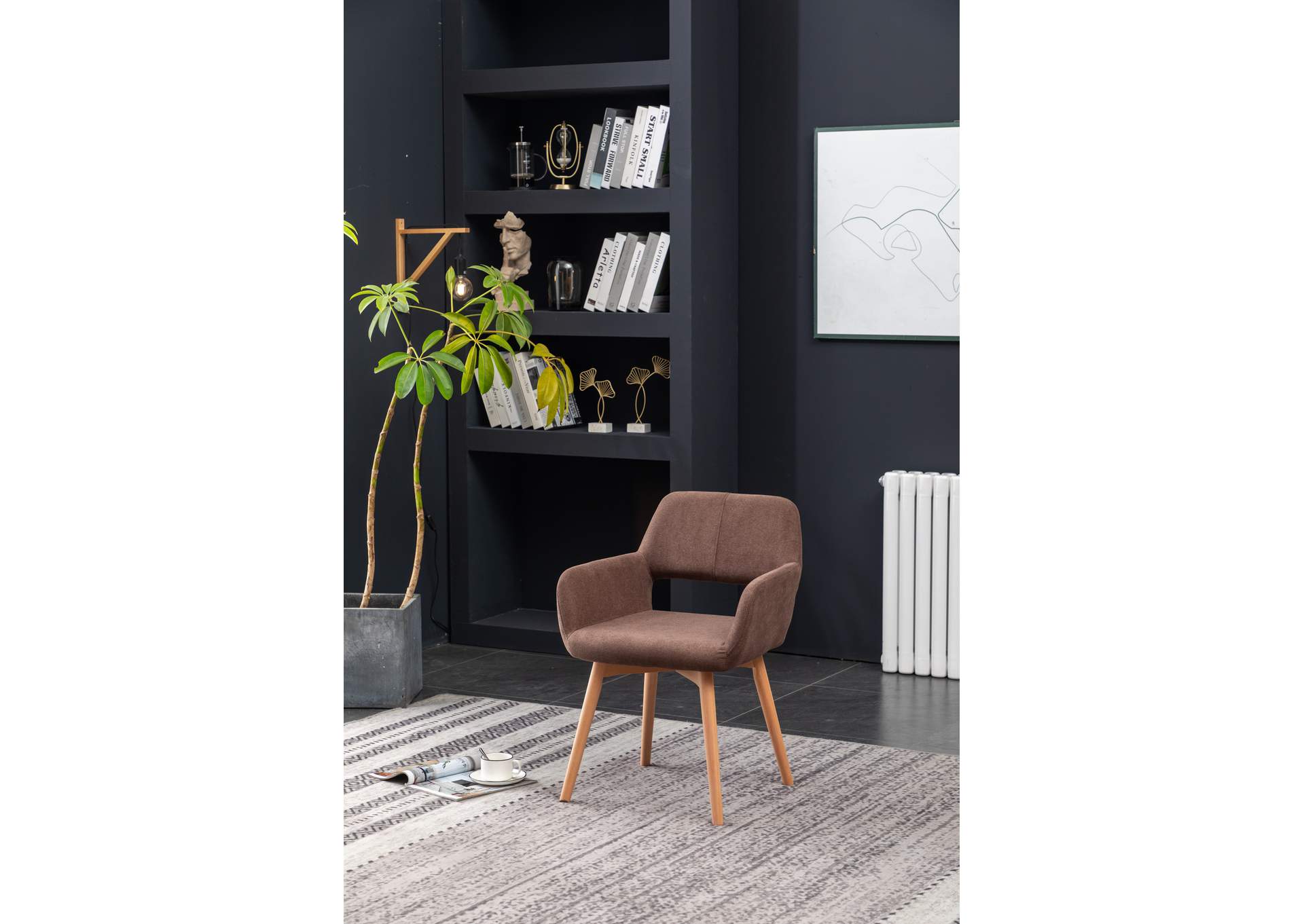 C007U Brown Velvet Accent Chair 2-In-1Box image 1