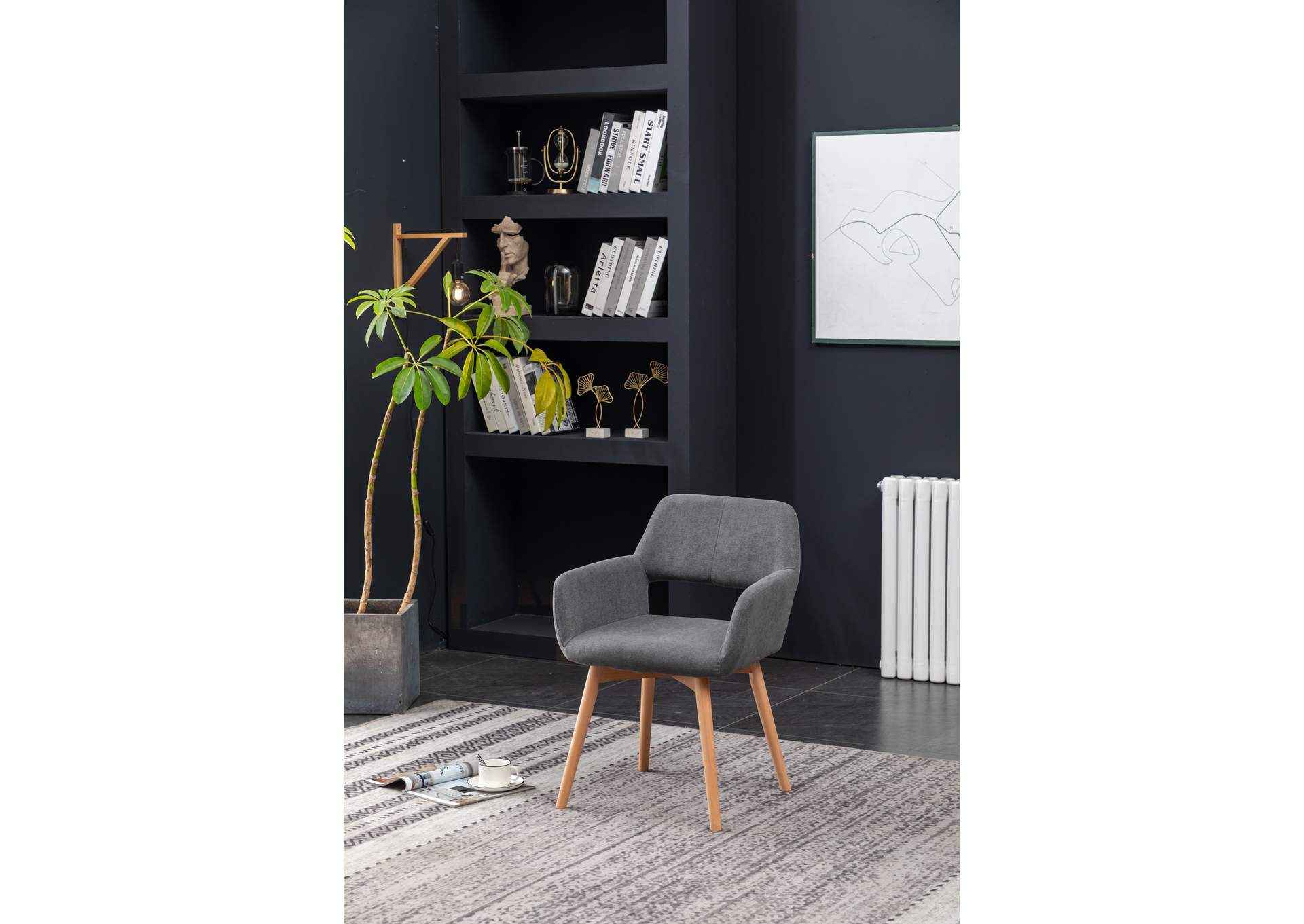C007U Grey Velvet Accent Chair 2-In-1Box image 1