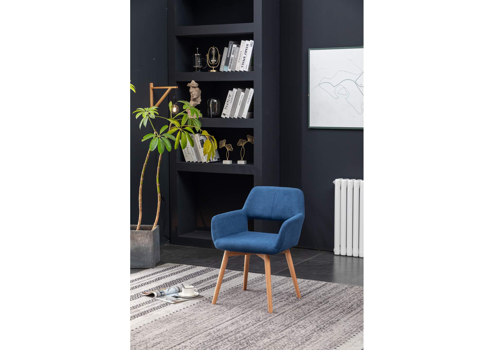 C007U Blue Velvet Accent Chair 2-In-1Box image 1