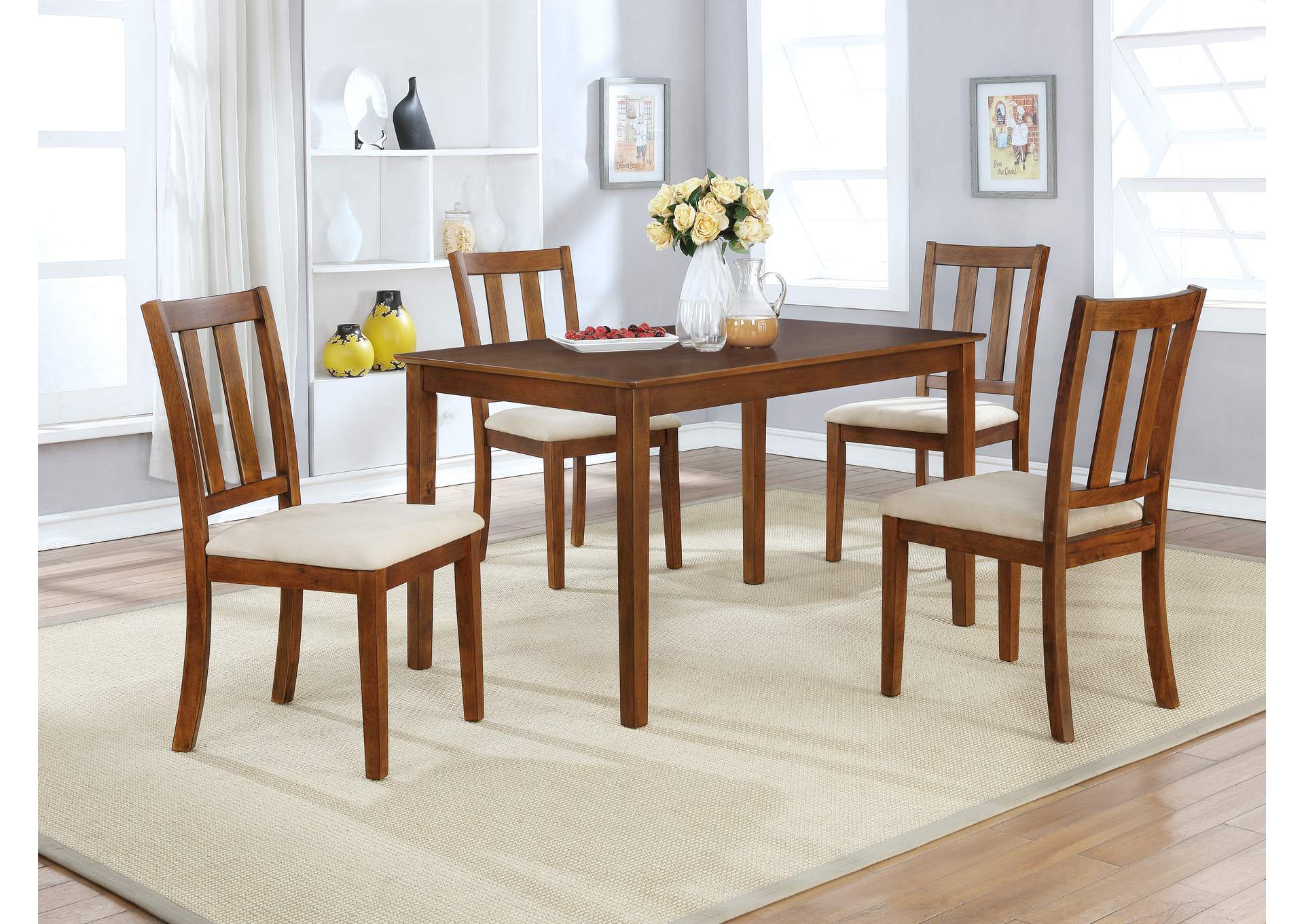 D3335 - 5 In 1 5 Piece Oak Dining Set 5 In 1 image 1
