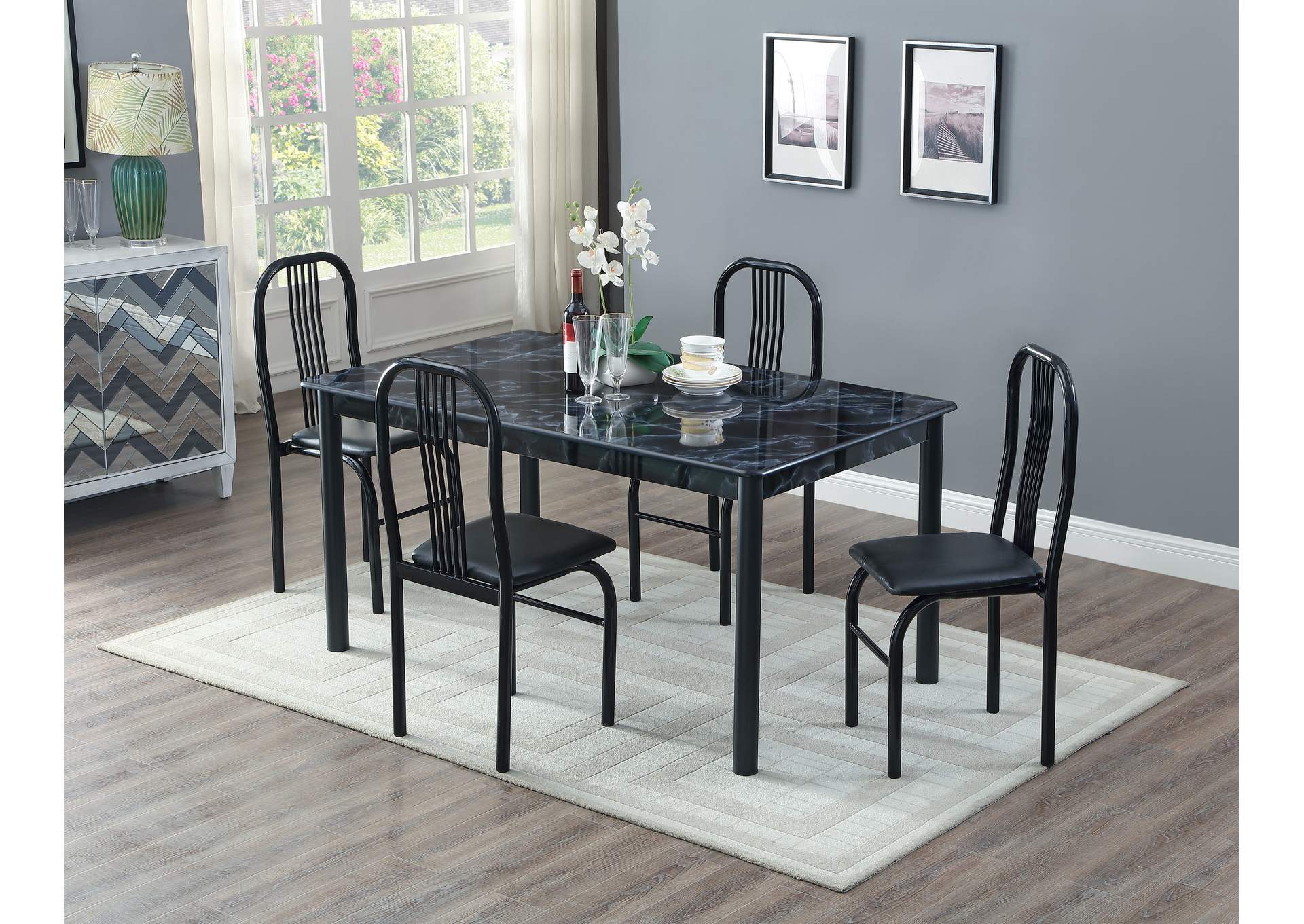 D3413K Black Marble Top Table image 1