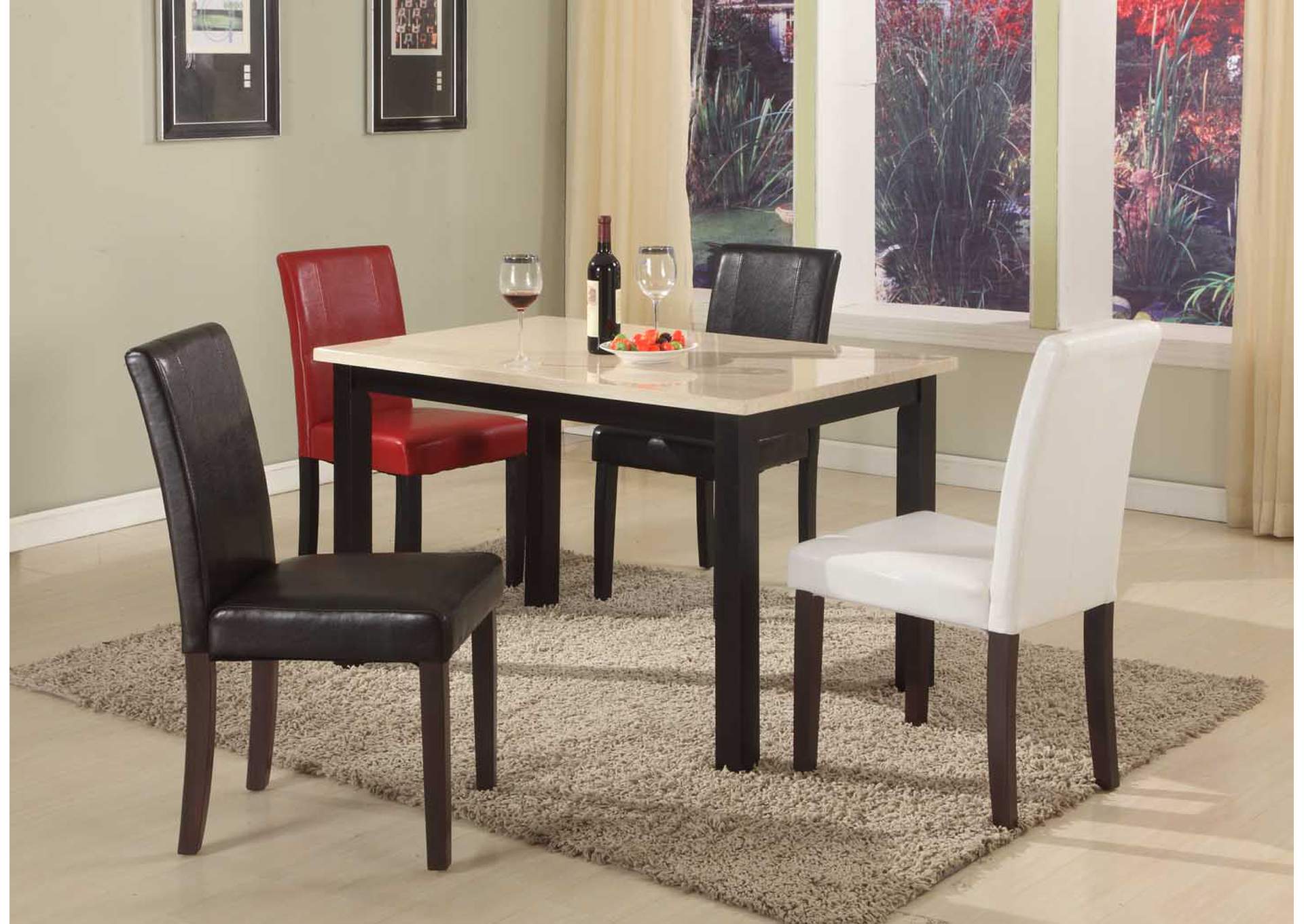 D5210W 5 Piece Faux Marble Dinette image 1