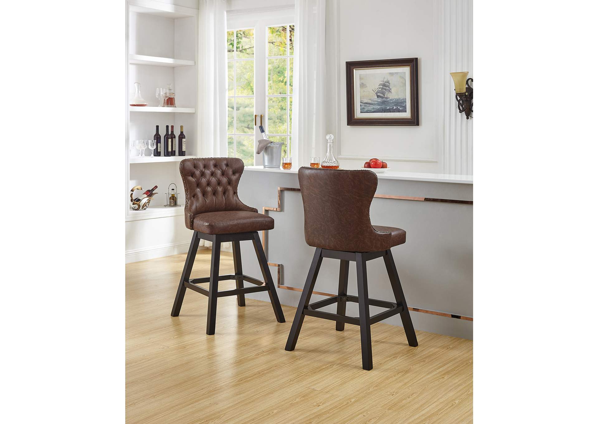 Ebs001Br Dark Brown Bar Chair image 1