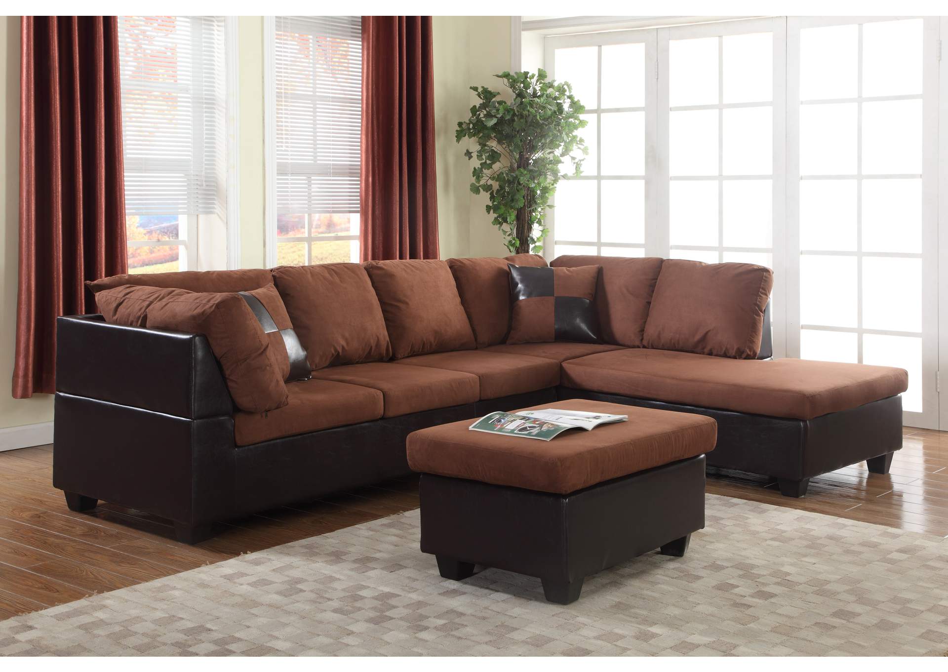 U5011 Chocolate - Mocha Sectional Chaise image 1