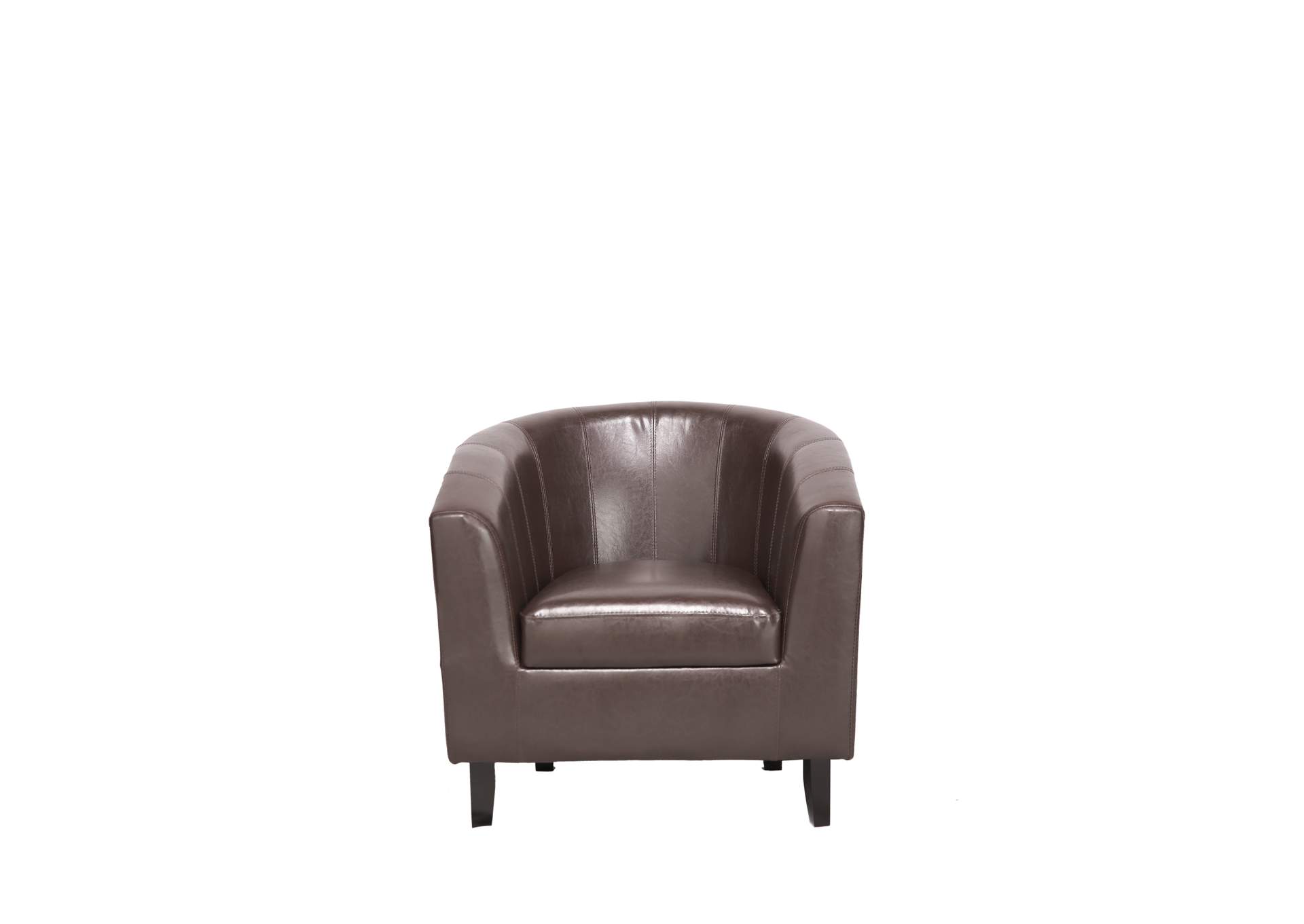 U112D Brown Faux Leather Tub Chair image 1