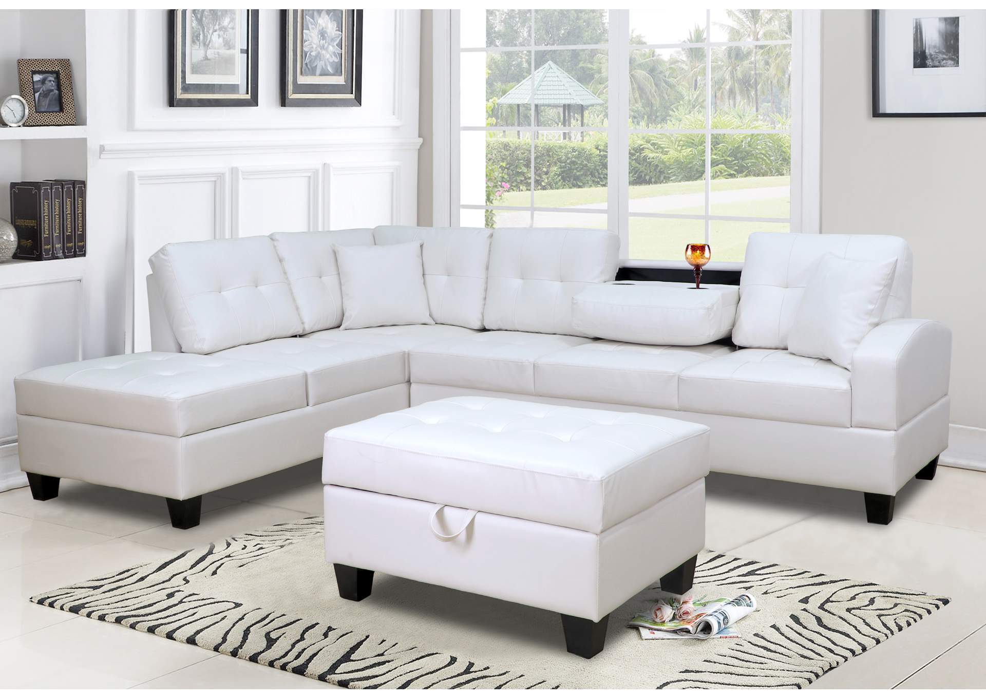 U5300 White Sectional Chaise image 1