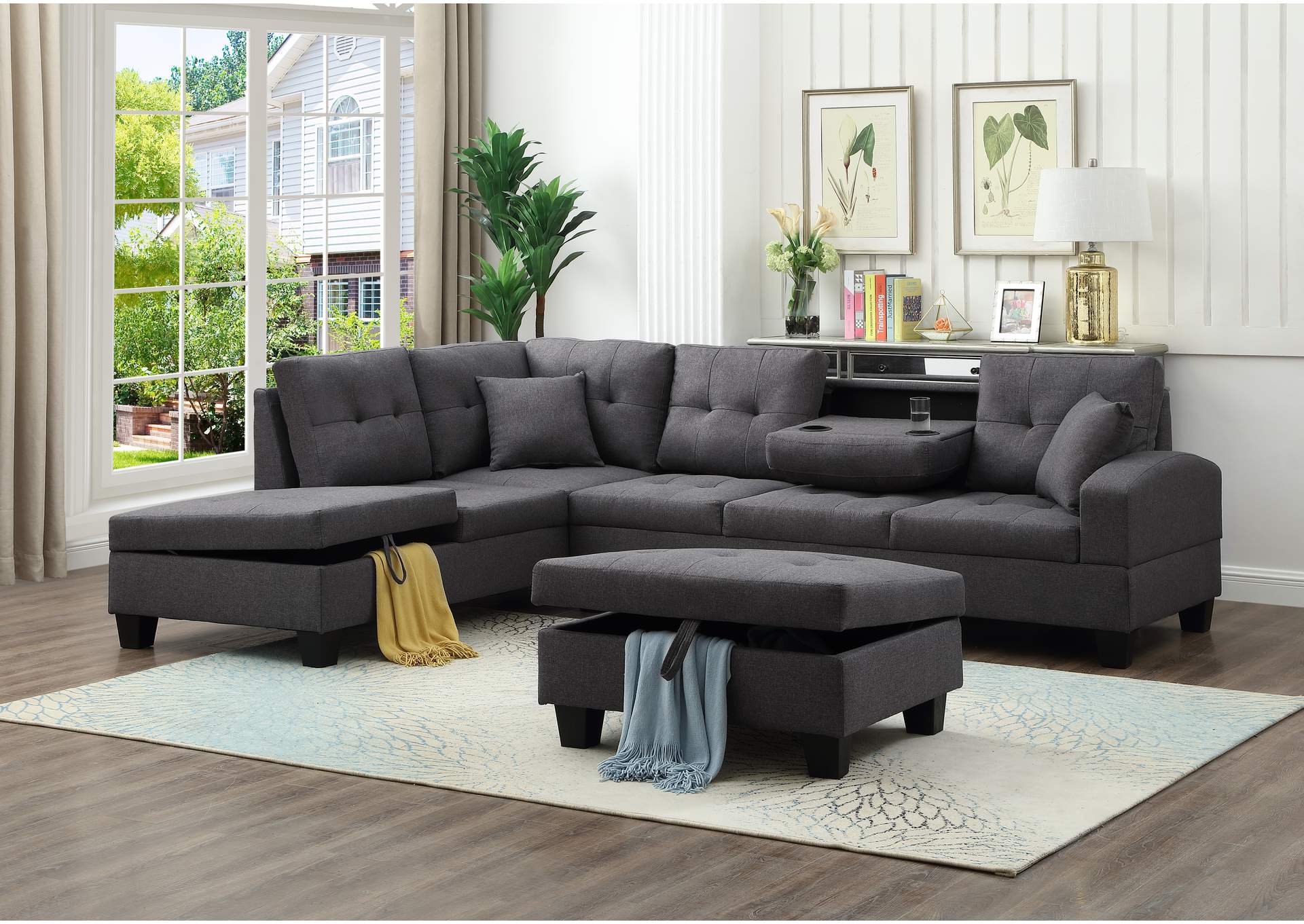 U5510 Grey Linen Sectional