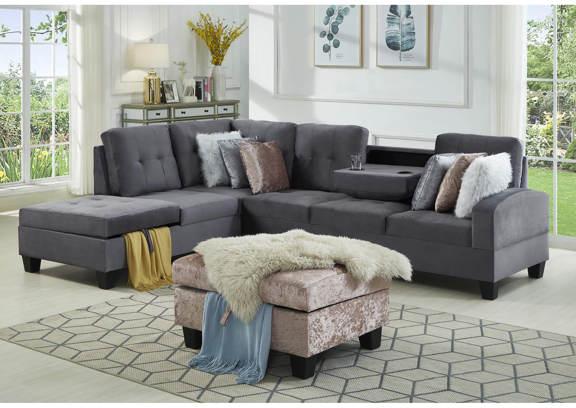 U5800 Grey Mf Sectional With Ottoman image 1