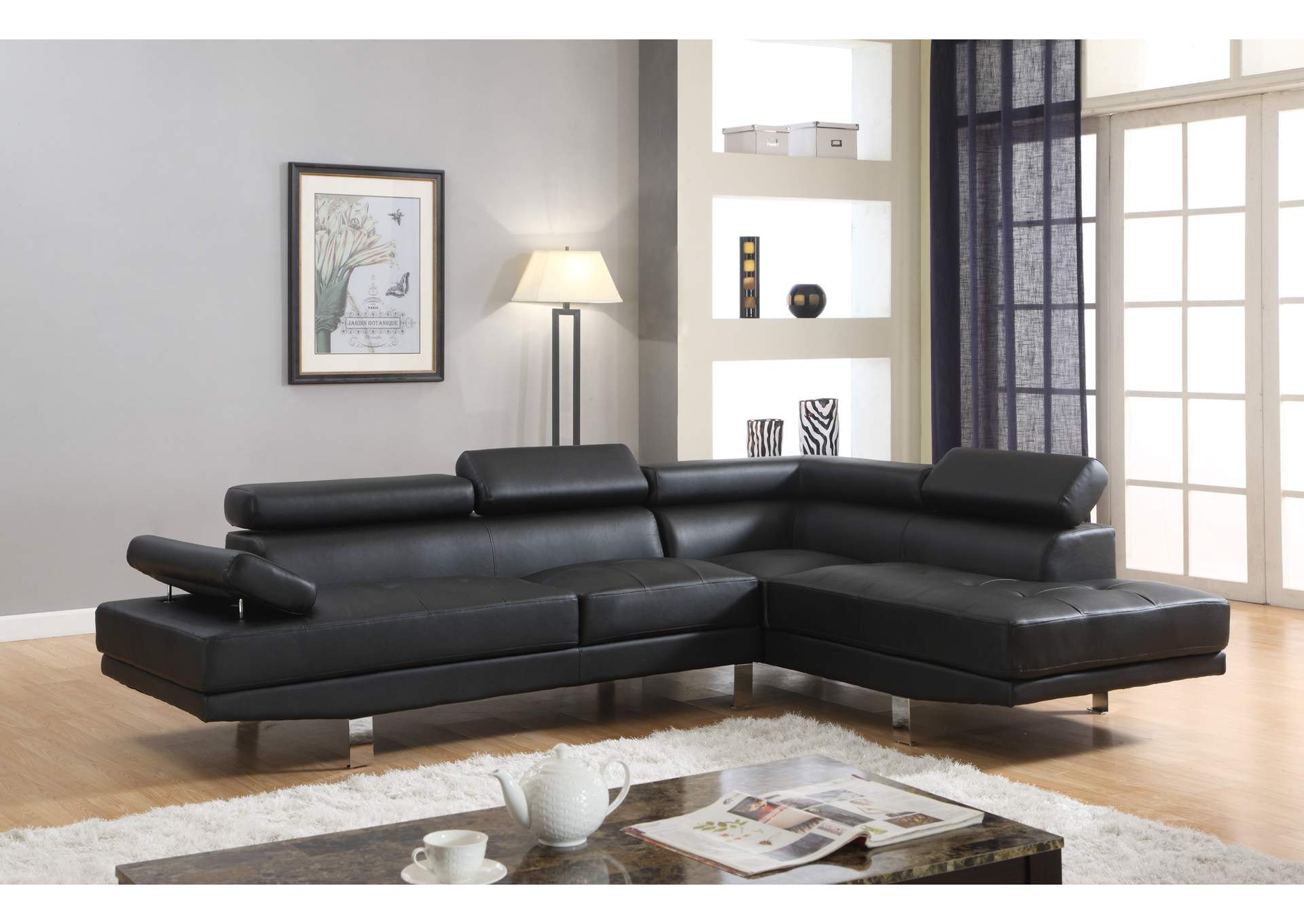 U7100 Black Sectional Sofa image 1