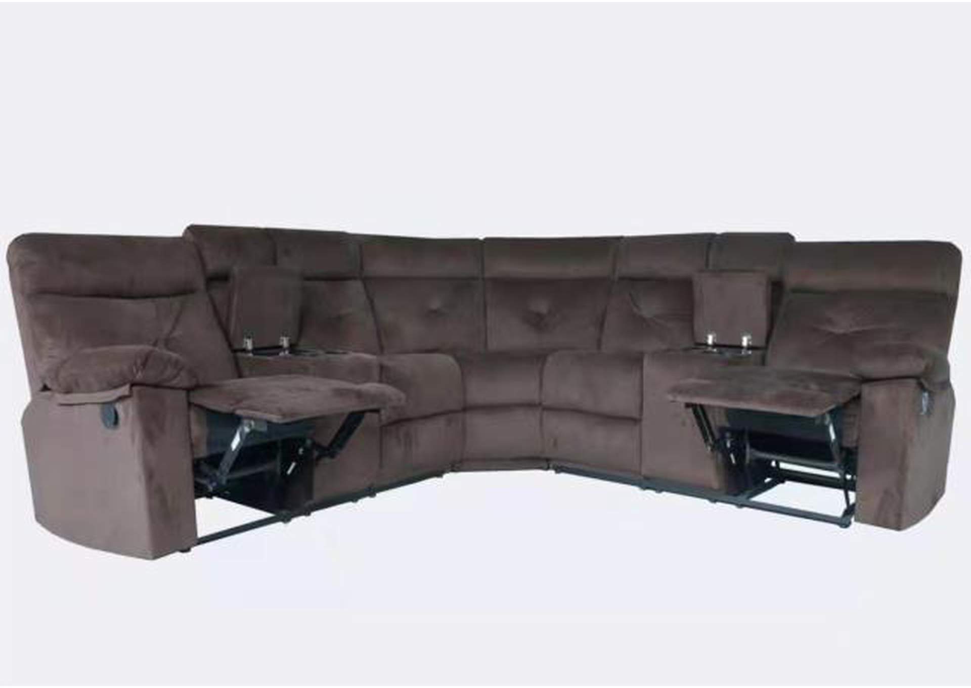 U9083 Brown Velvet Sectional Left image 1
