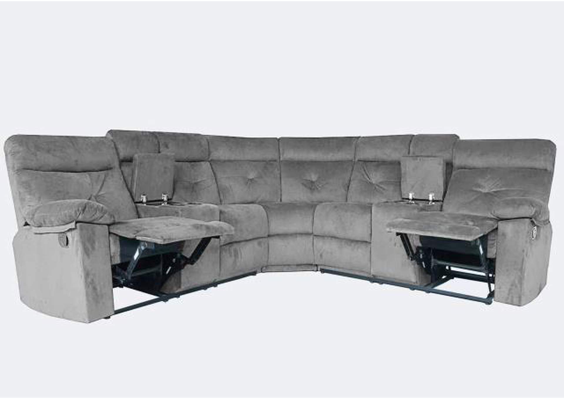 U9084 Grey Velvet Sectional Left image 1