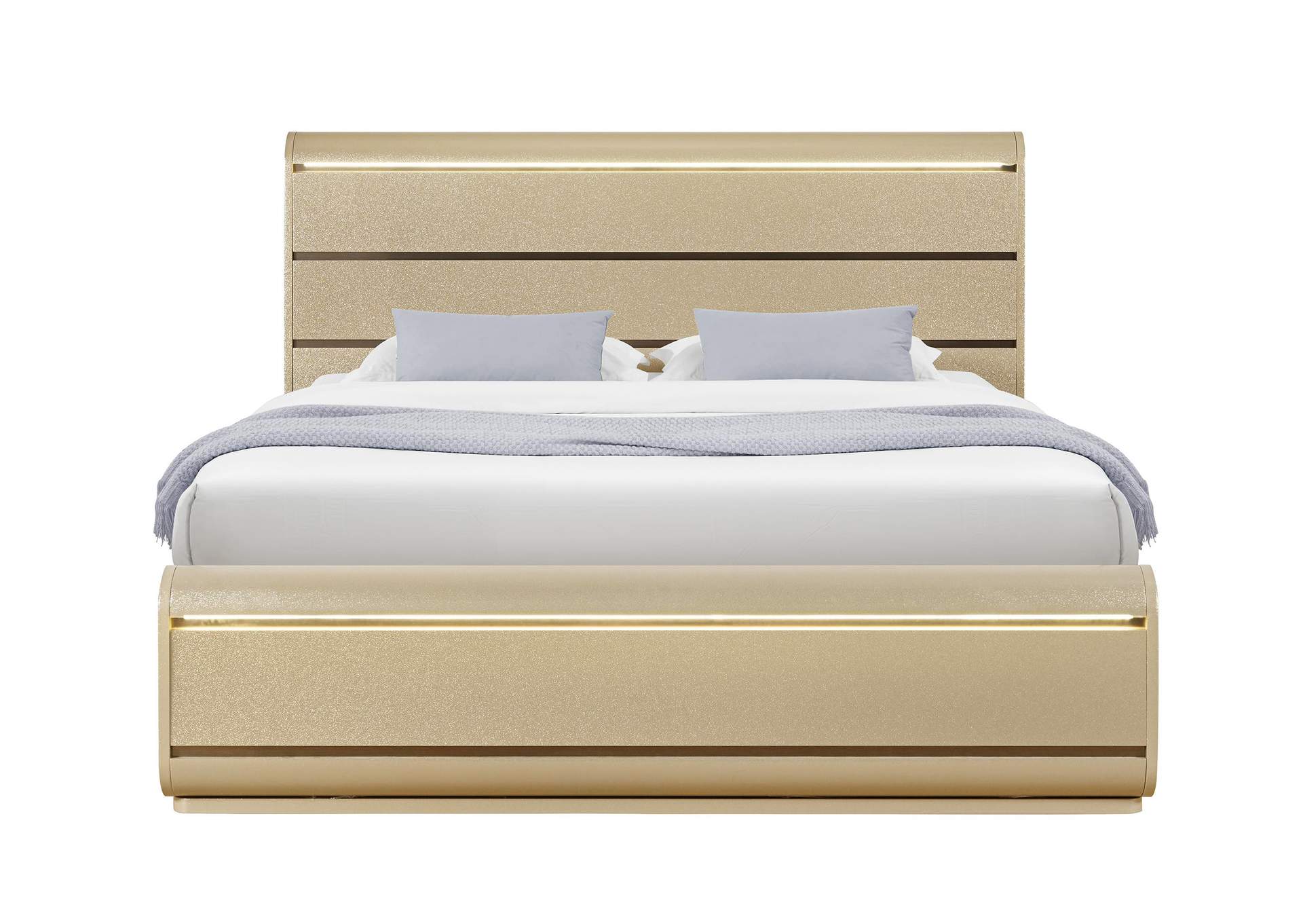 GENESIS GOLD QUEEN BED WITH LED image 1