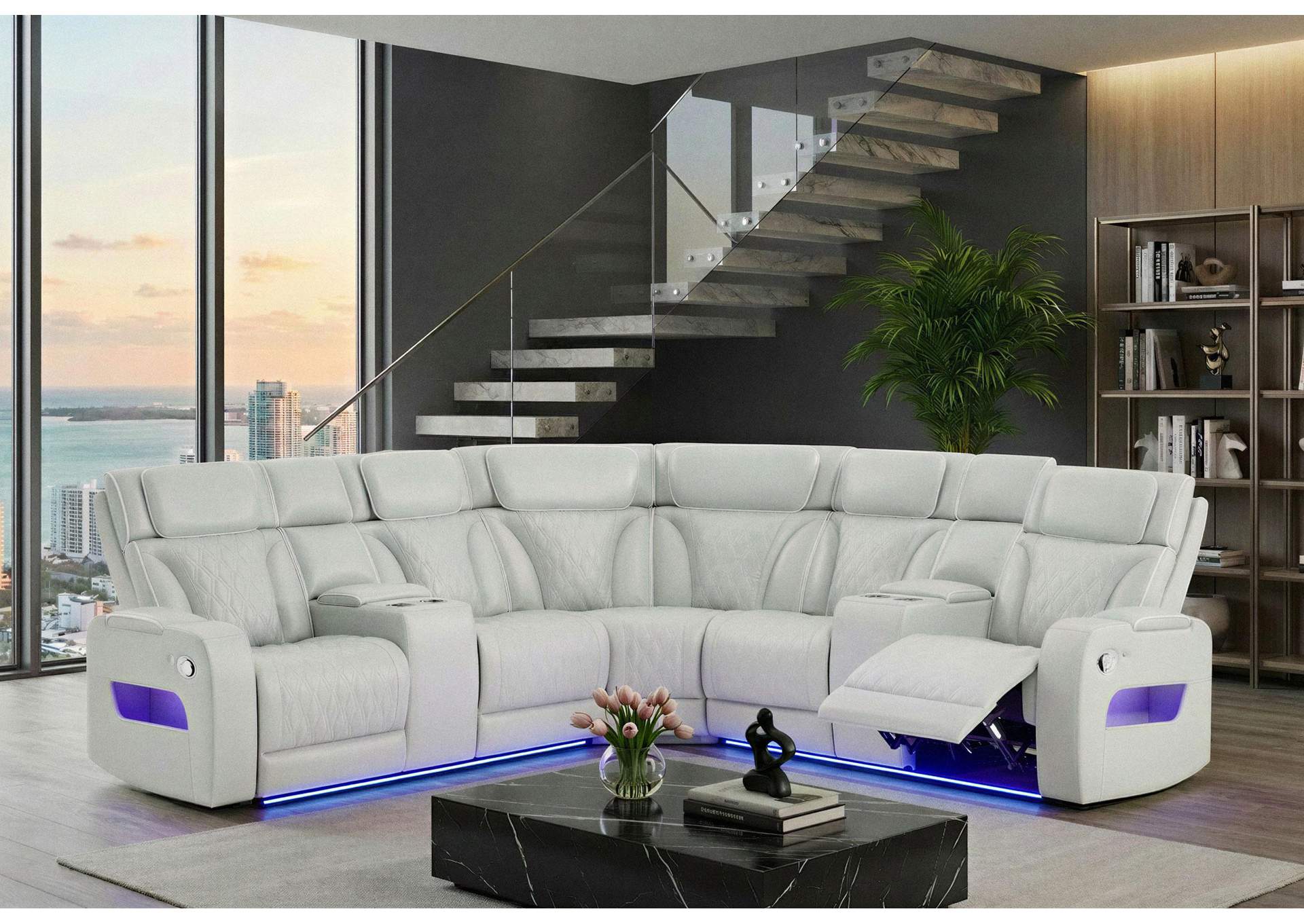 U8611 BLANCHE SILVER SECTIONAL WITH LED image 1