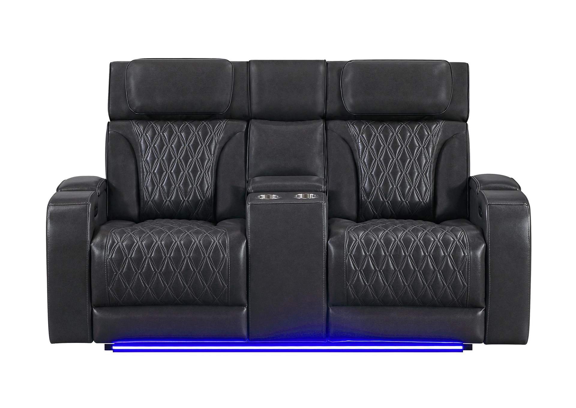 U8611 BLANCHE CHARCOAL POWER CON REC LOVESEAT WITH PHR, LED & SPEAKER image 1