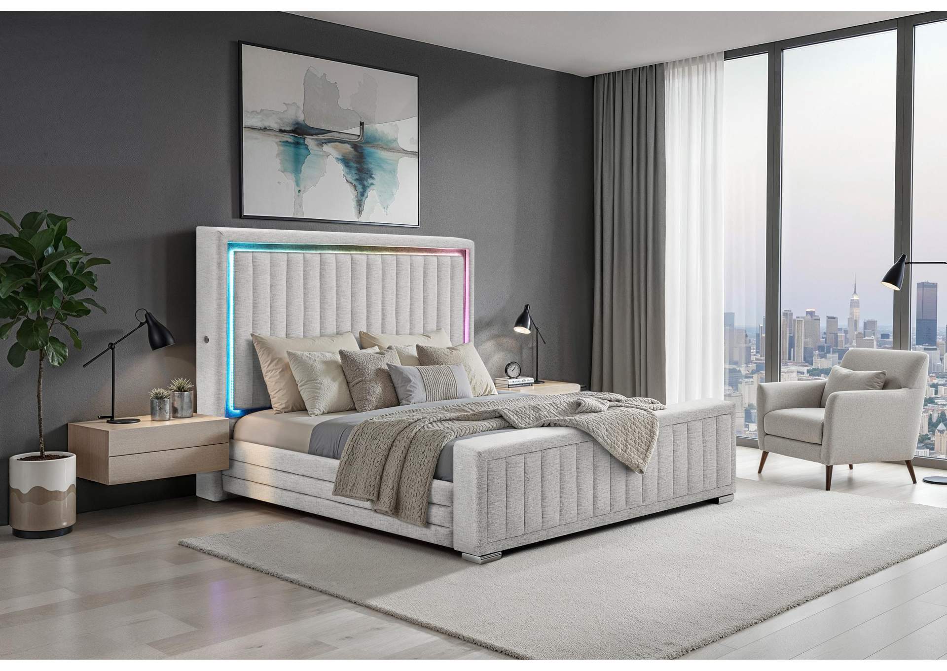 ELIAS GREY QUEEN BED WITH IMMERSIVE SOUND image 1