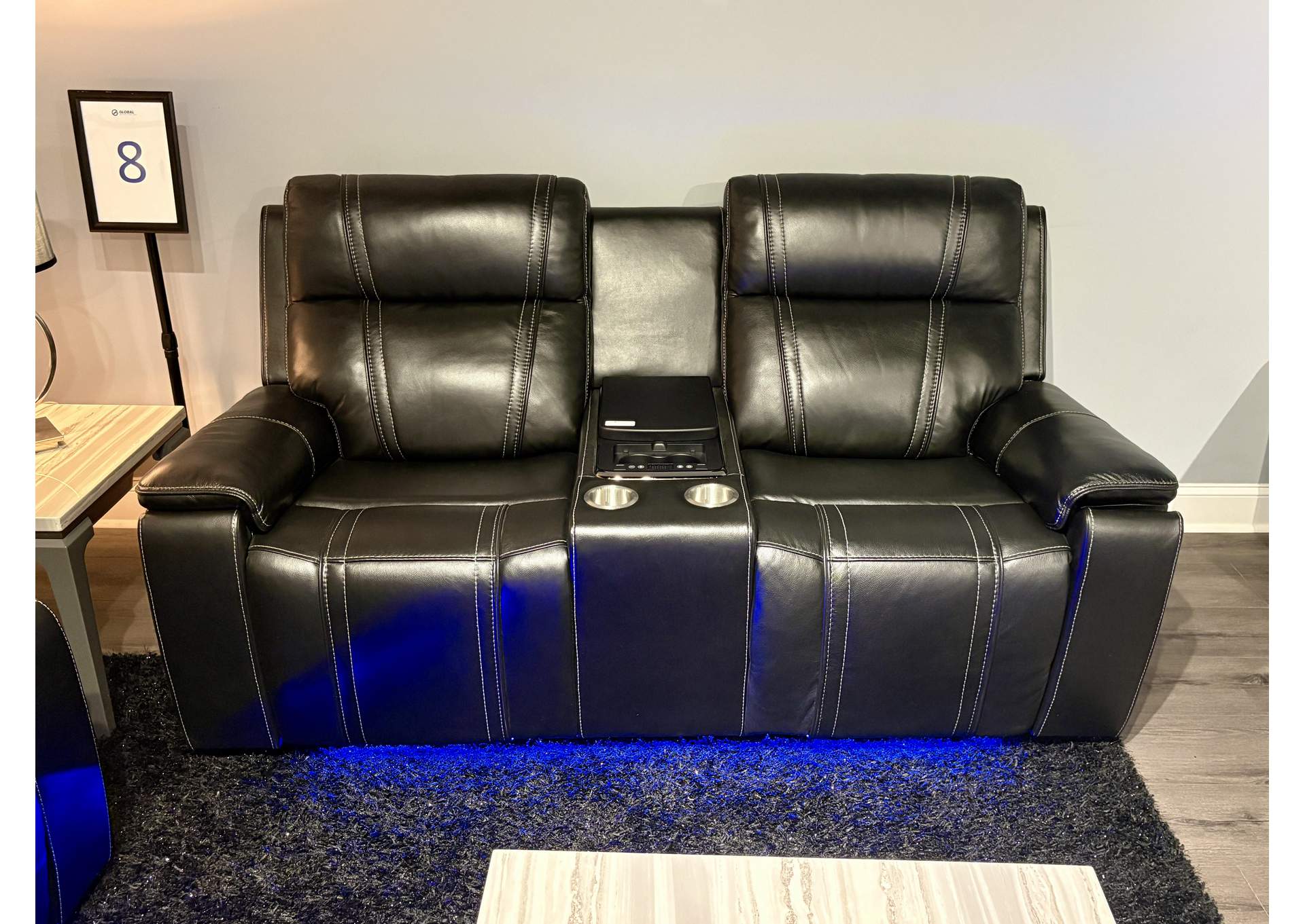 U8880 BLACK LEATHER POWER RECLINING SOFA image 1