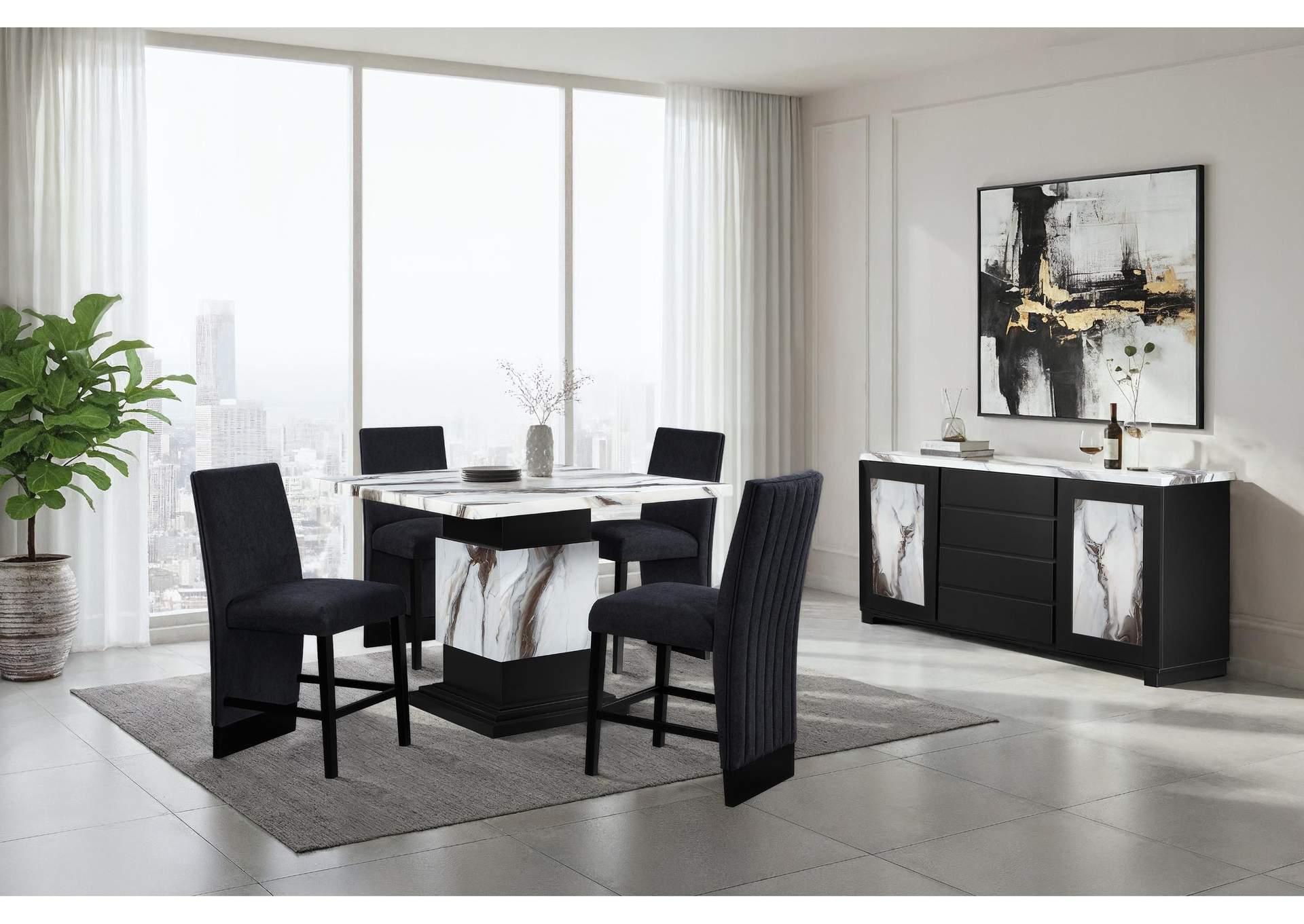 D12 BAR TABLE AND 4 BAR STOOLS image 1