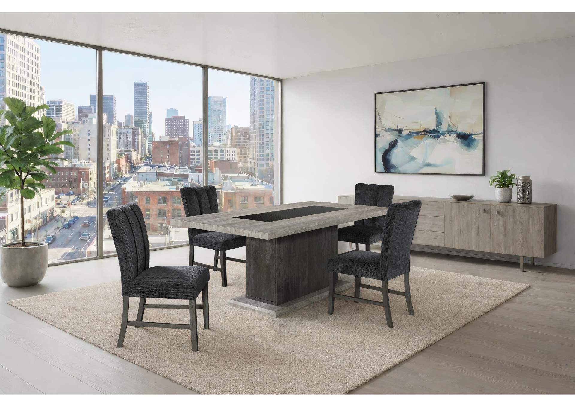 D8030 DINING TABLE AND 6 D8030 DINING CHAIRS image 1