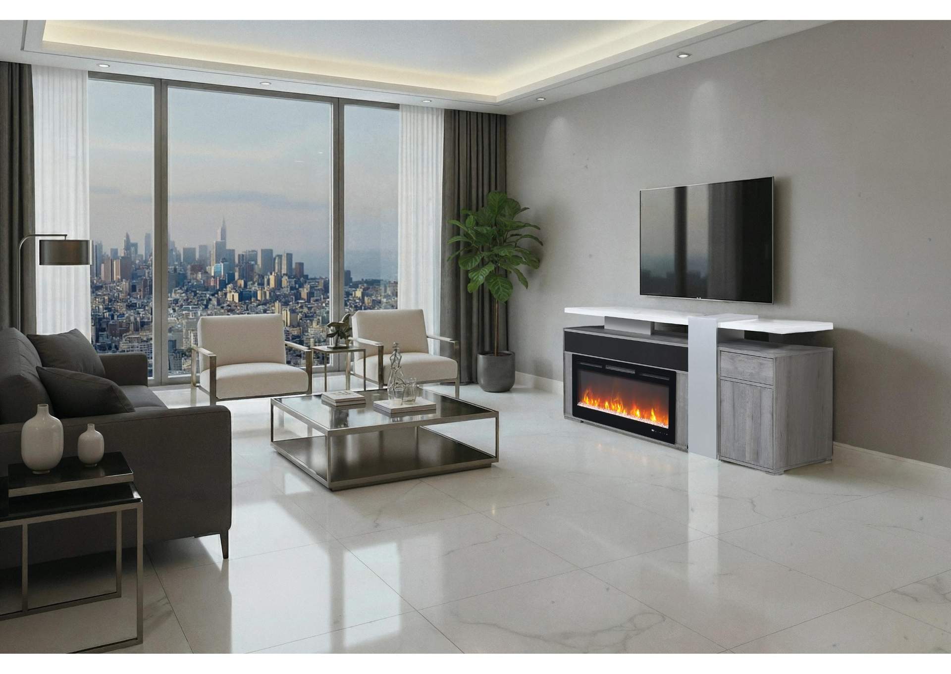 ZORO GREY 76" ENTERTAINMENT UNIT WITH BLUETOOTH SPEAKER image 1