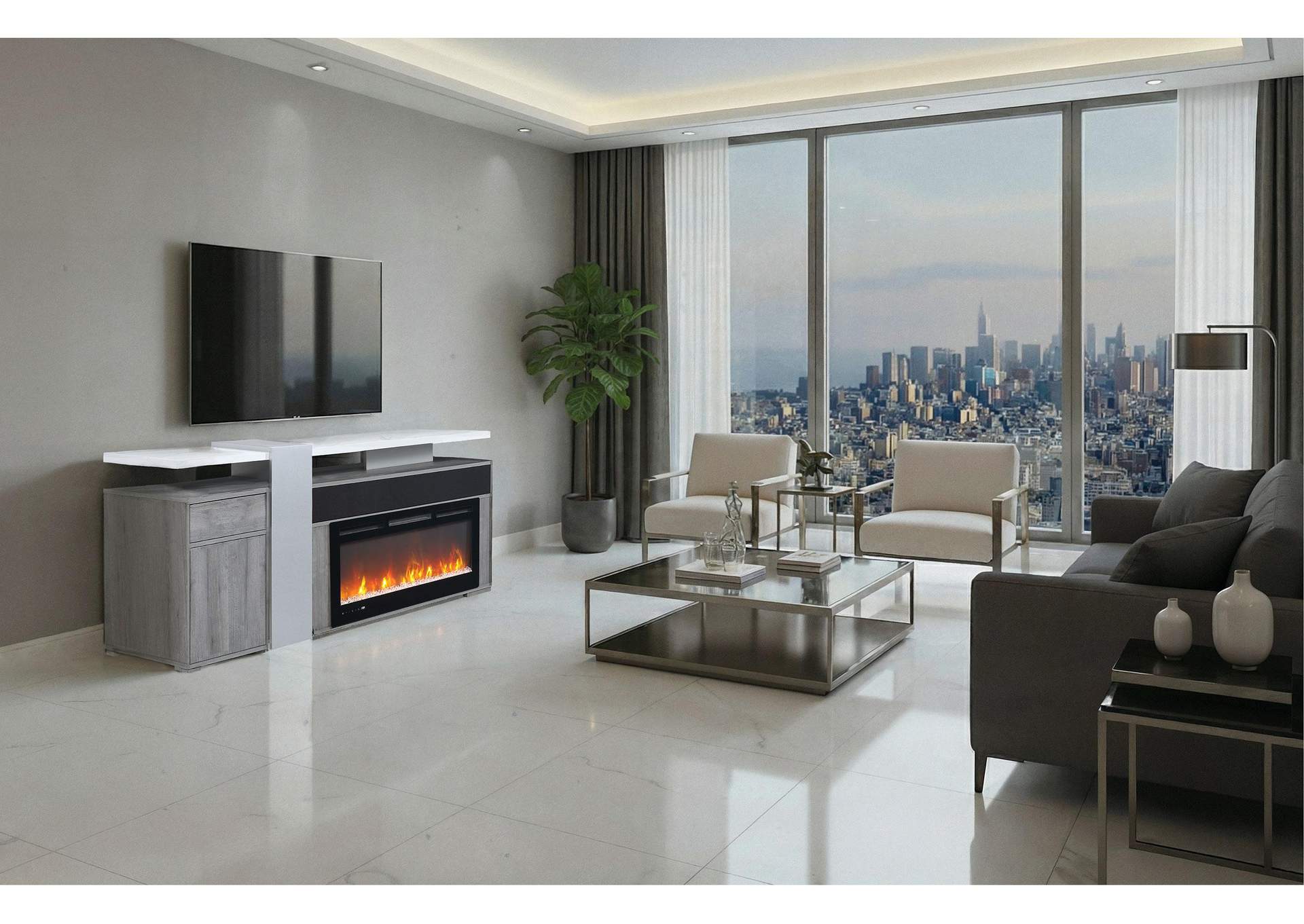 ZORO GREY 76" ENTERTAINMENT UNIT WITH BLUETOOTH SPEAKER image 1