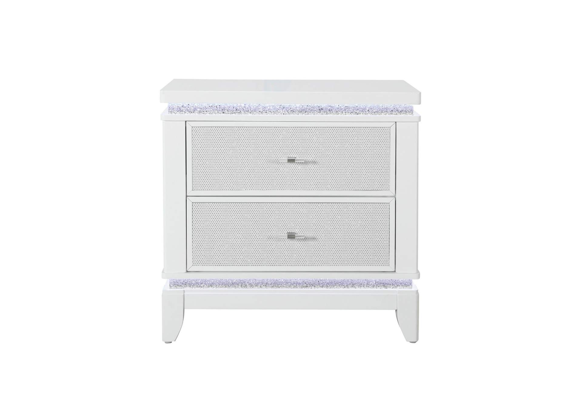 ALINA WHITE NIGHTSTAND WITH LED AND USB image 1