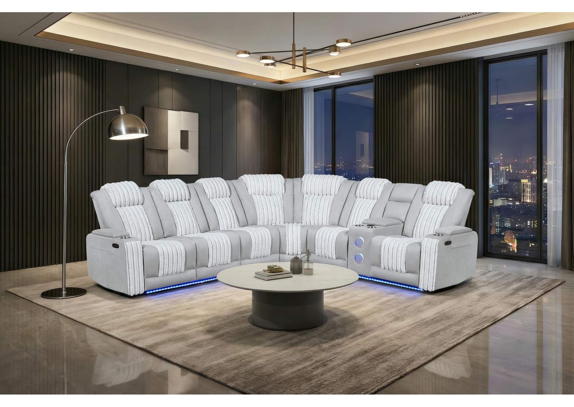 U8000 GREY P2 SECTIONAL WITH LED image 1