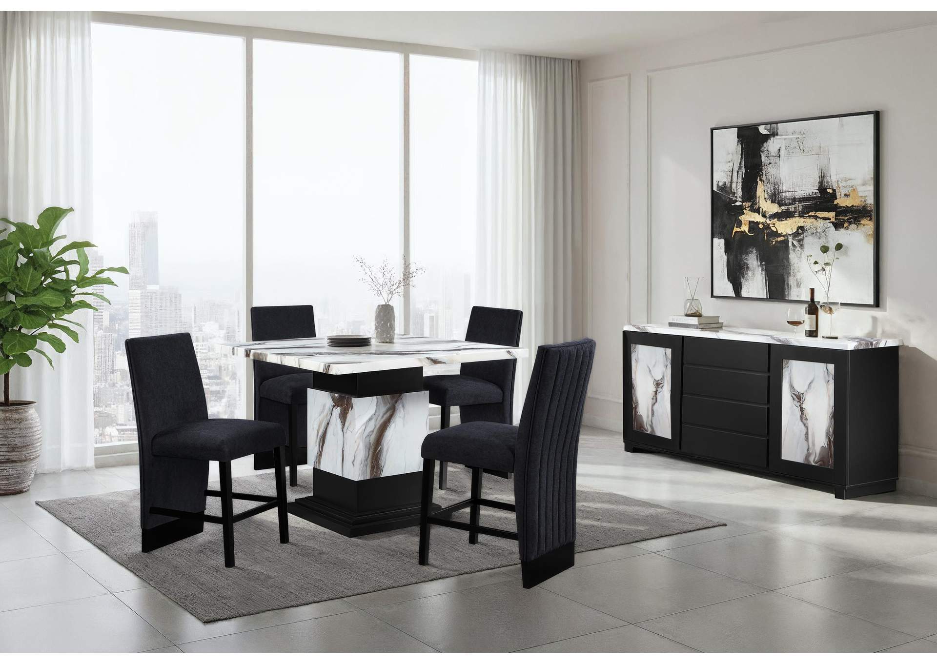 D12 BAR TABLE AND 4 BAR STOOLS image 1