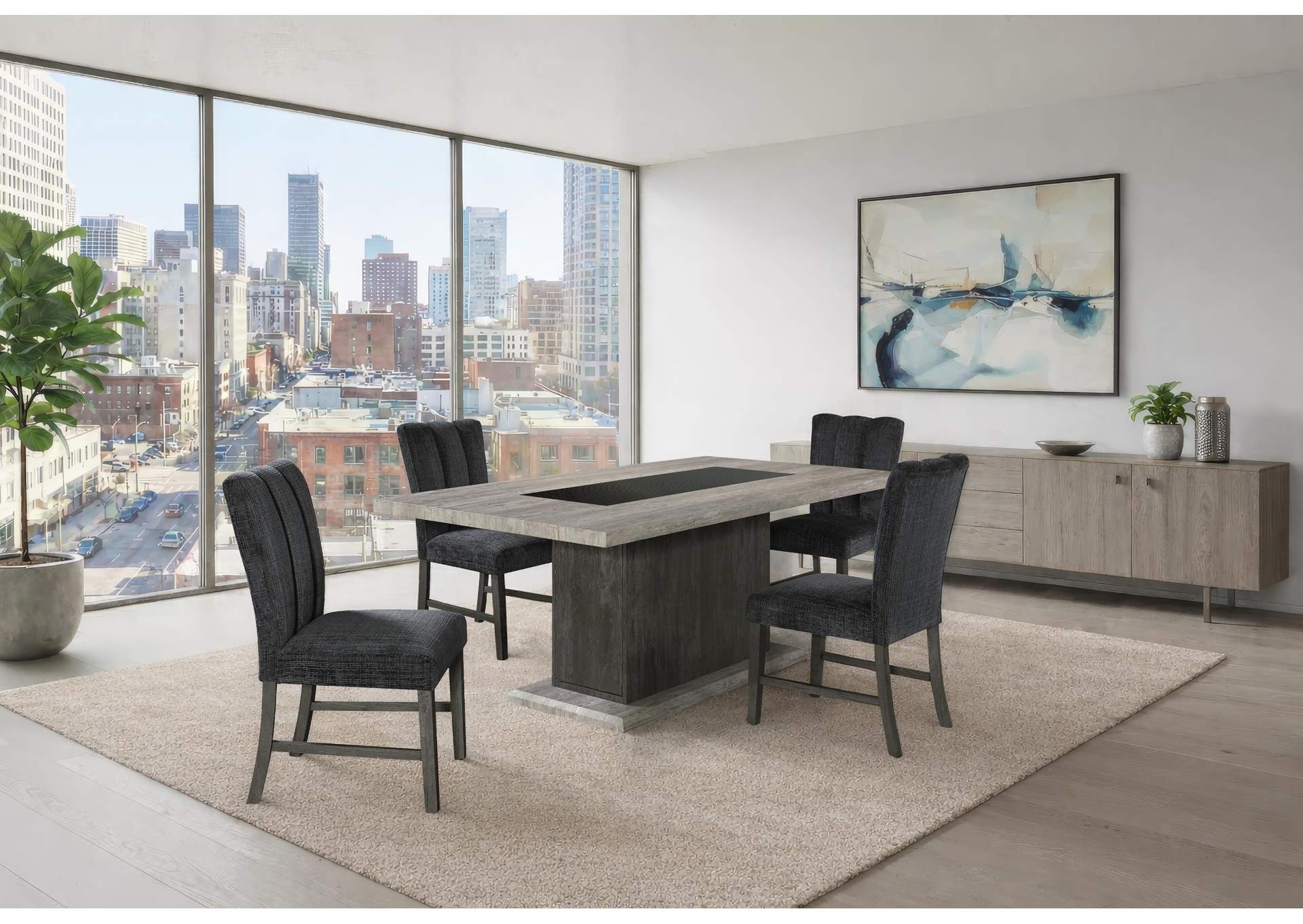 D8030 DINING TABLE AND 4 D8030 DINING CHAIRS image 1