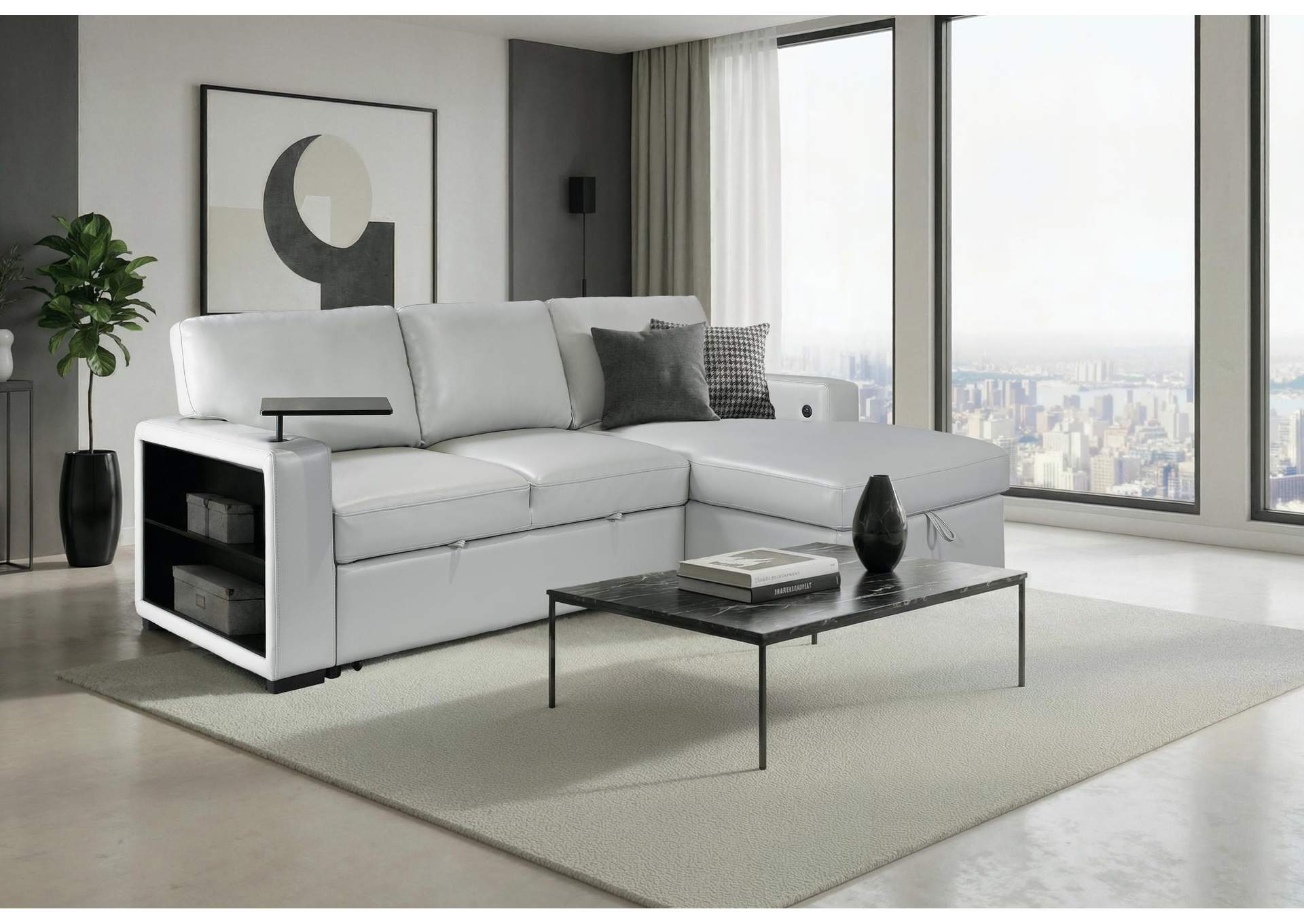 U0212 BLANCHE SILVER PULL OUT SOFA BED image 1