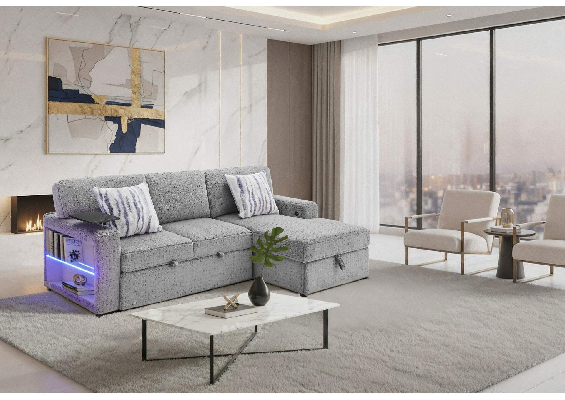 U0214 GREY SOFA BED image 1