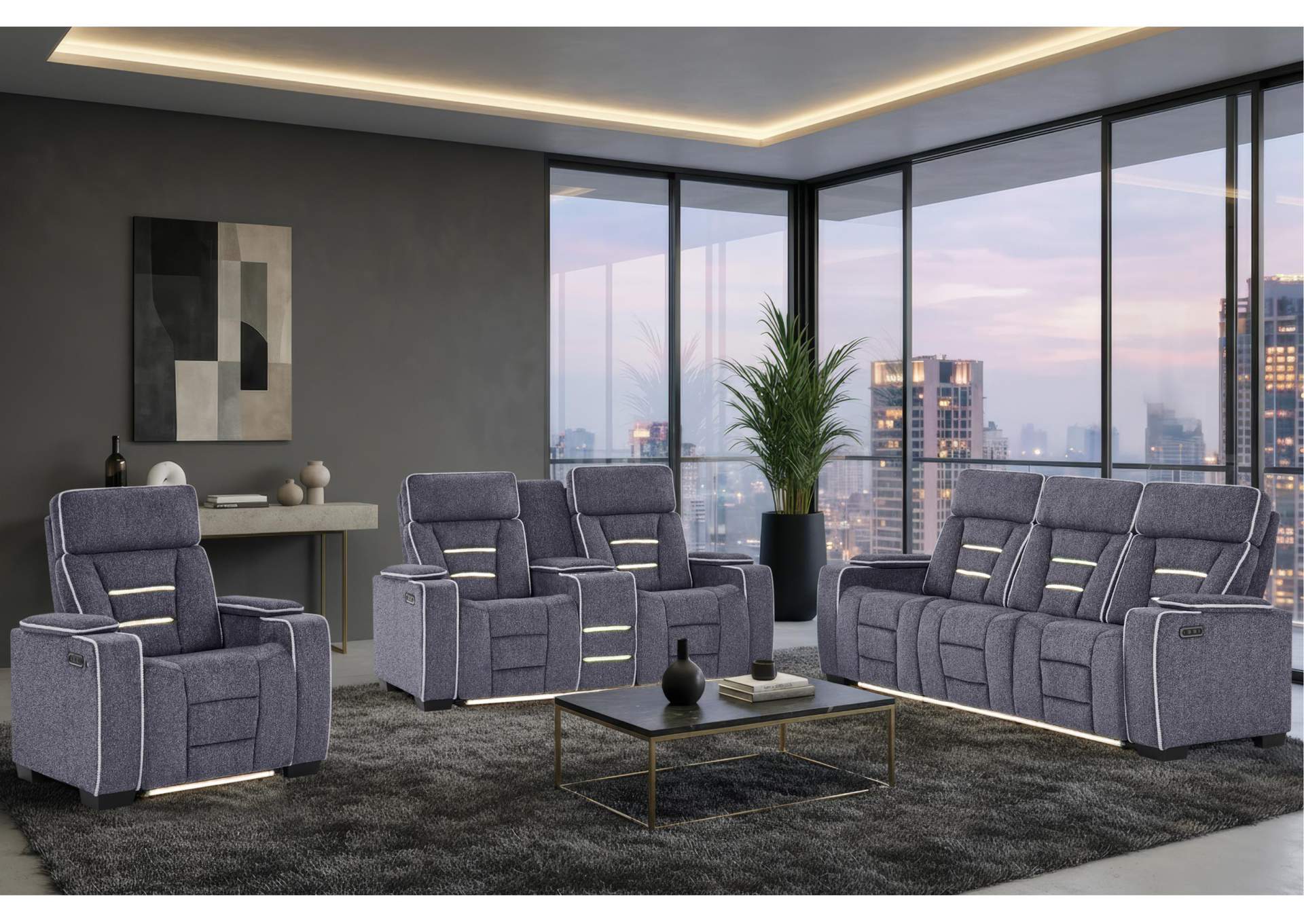 U1895 GREY P2 RECLINING SOFA - CONSOLE RECLINING LOVESEAT - RECLINER image 1