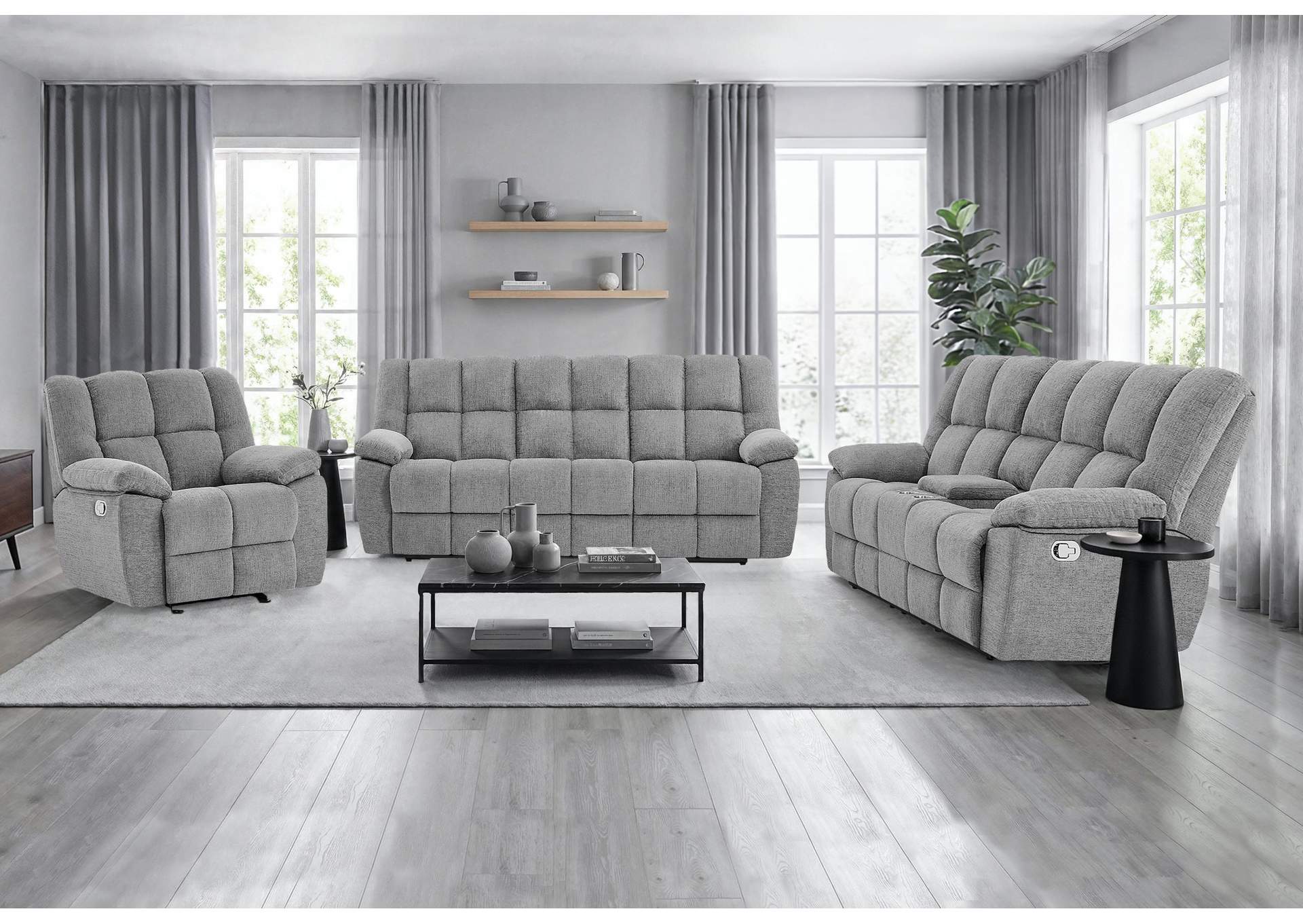 U6000 SMOKE RECLINING SOFA - CONSOLE RECLINING LOVESEAT - GLIDER RECLINER image 1