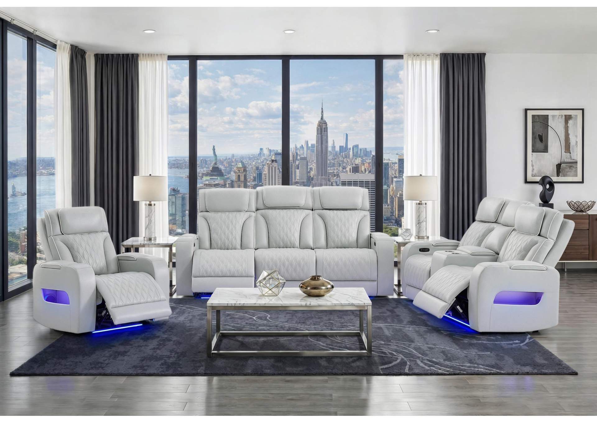 U8611 BLANCHE SILVER P2 POWER REC SOFA - POWER CON REC LOVESEAT - POWER REC image 1