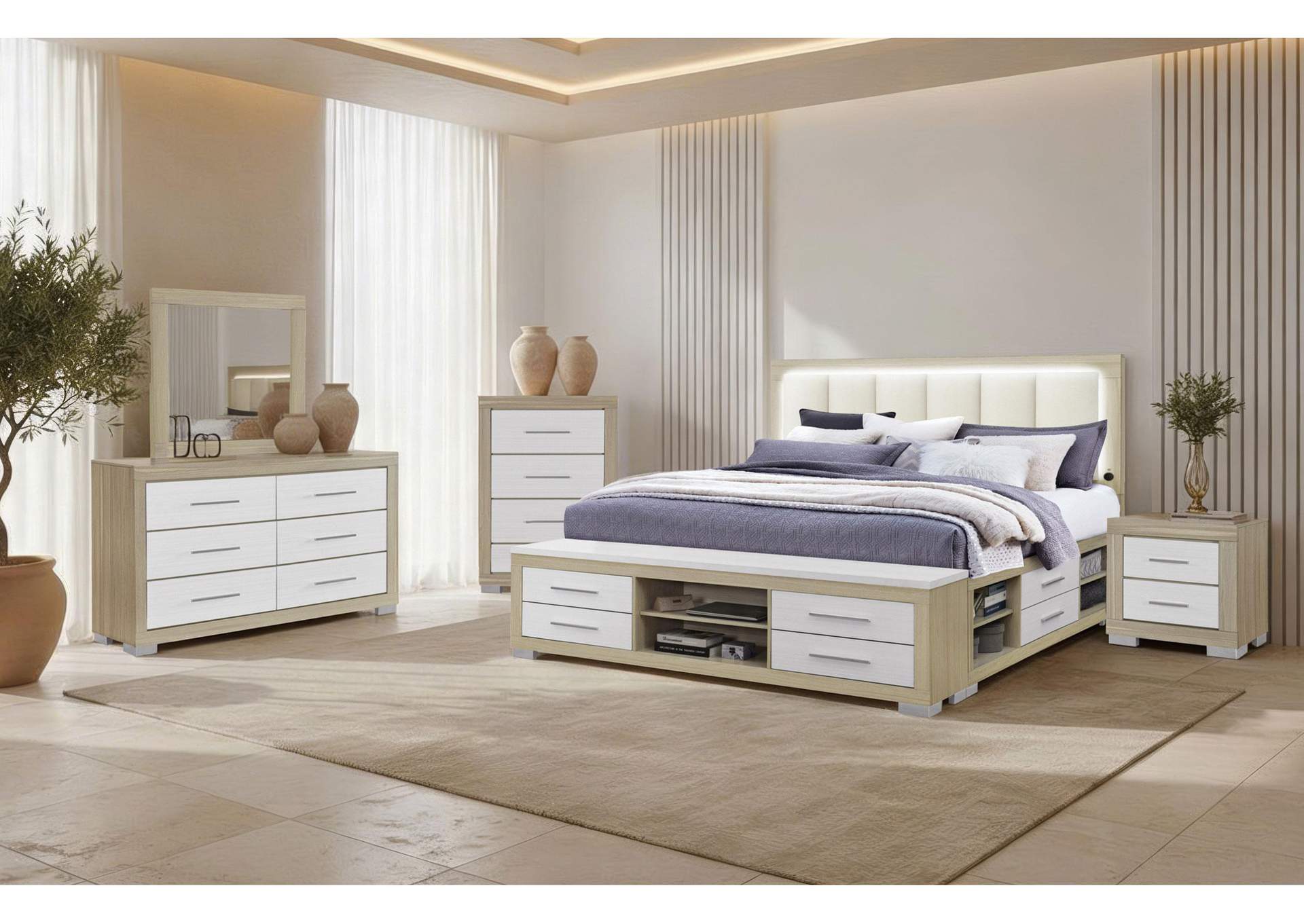 EMMA NATURAL - WHITE KING BED GROUP image 1