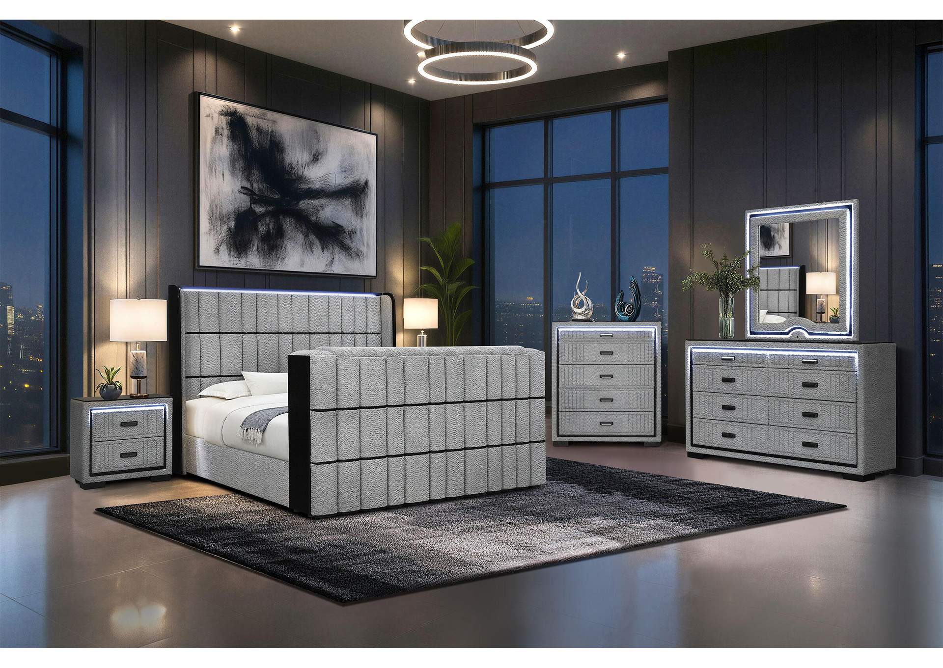 ISABELLA GREY KING BED GROUP image 1