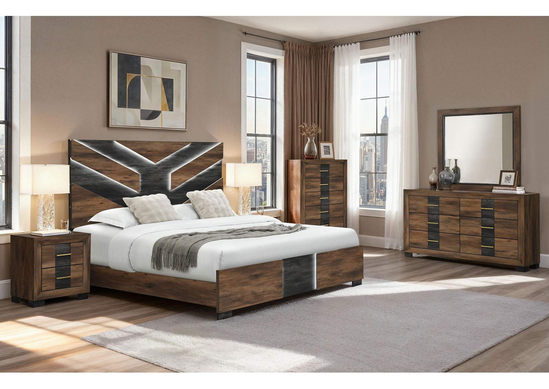 OPTIMUS BROWN - BLACK FULL BED GROUP image 1